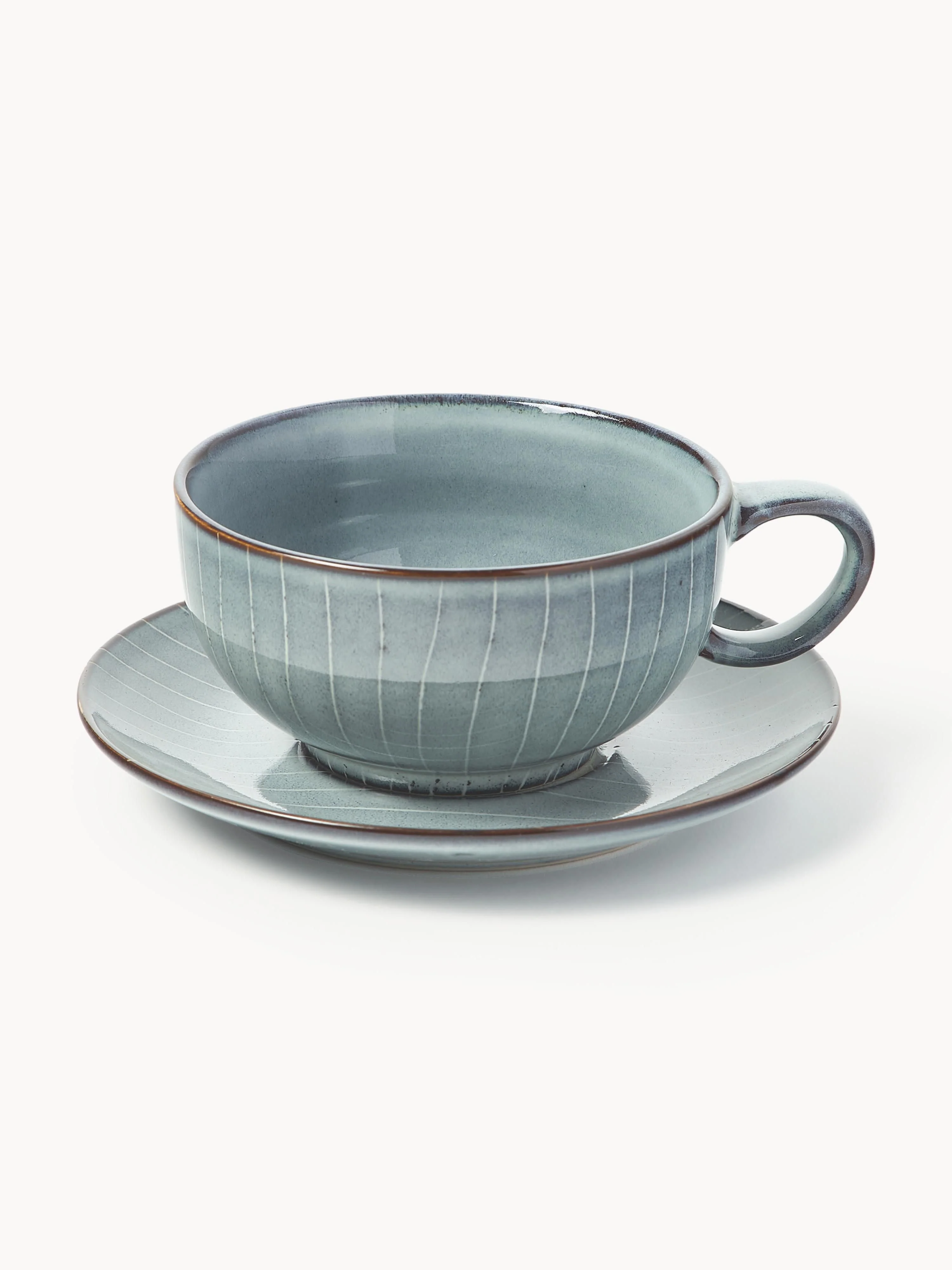 Handgemachte Teetasse Nordic Sea mit Untertasse