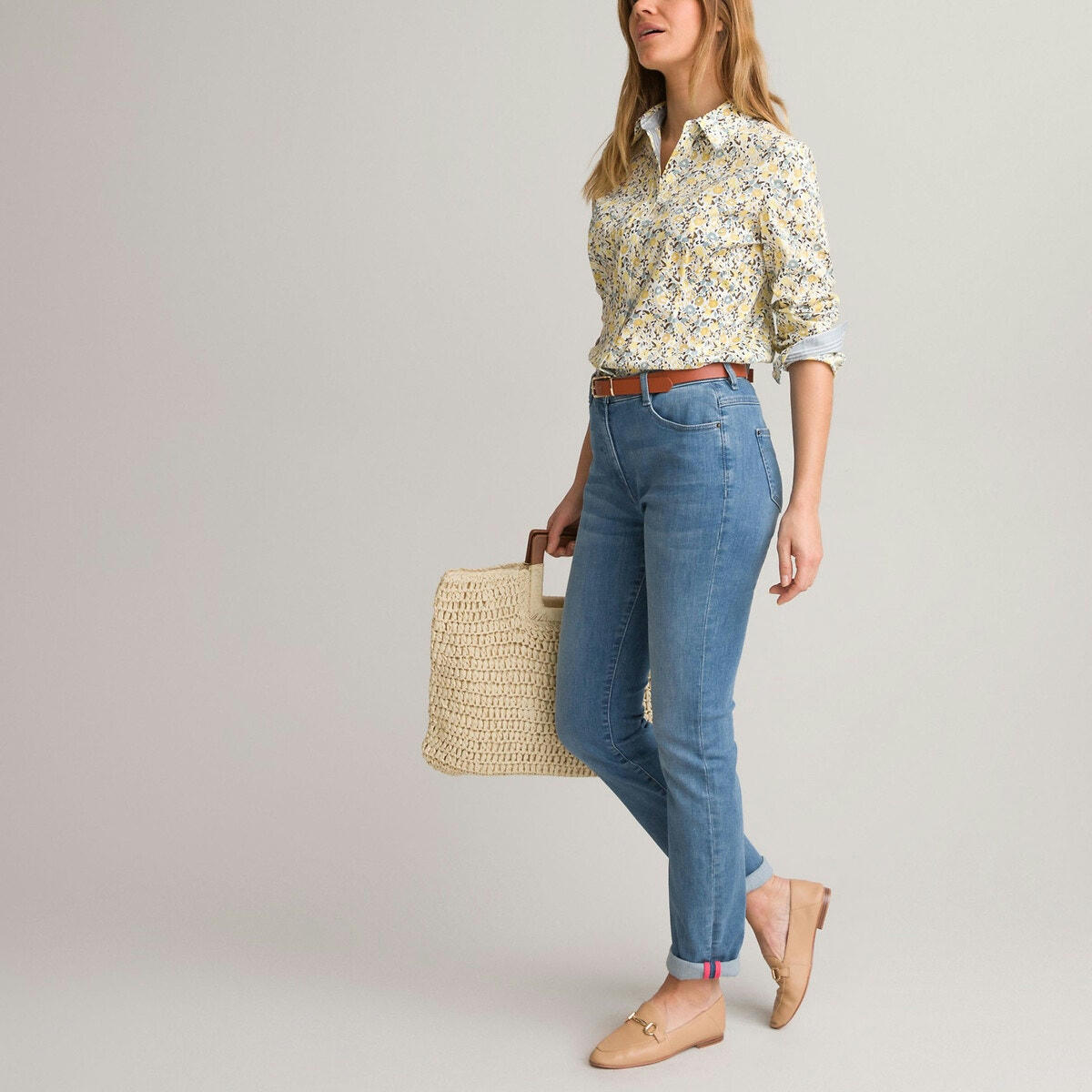 Chemise imprimé floral, manches longues