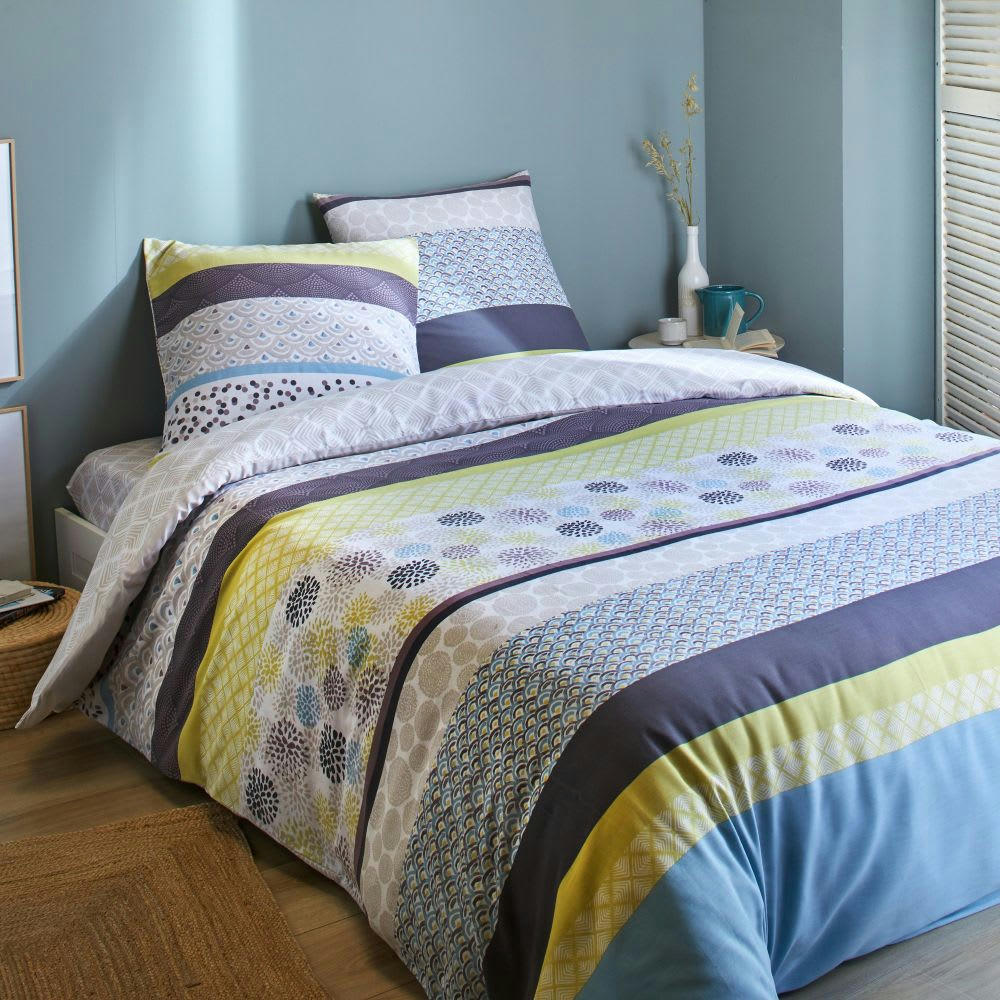 LEVAN - Parure de lit 2 places coton à motifs 220x240 cm