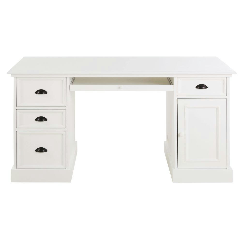 Newport - Bureau 1 porte 4 tiroirs blanc