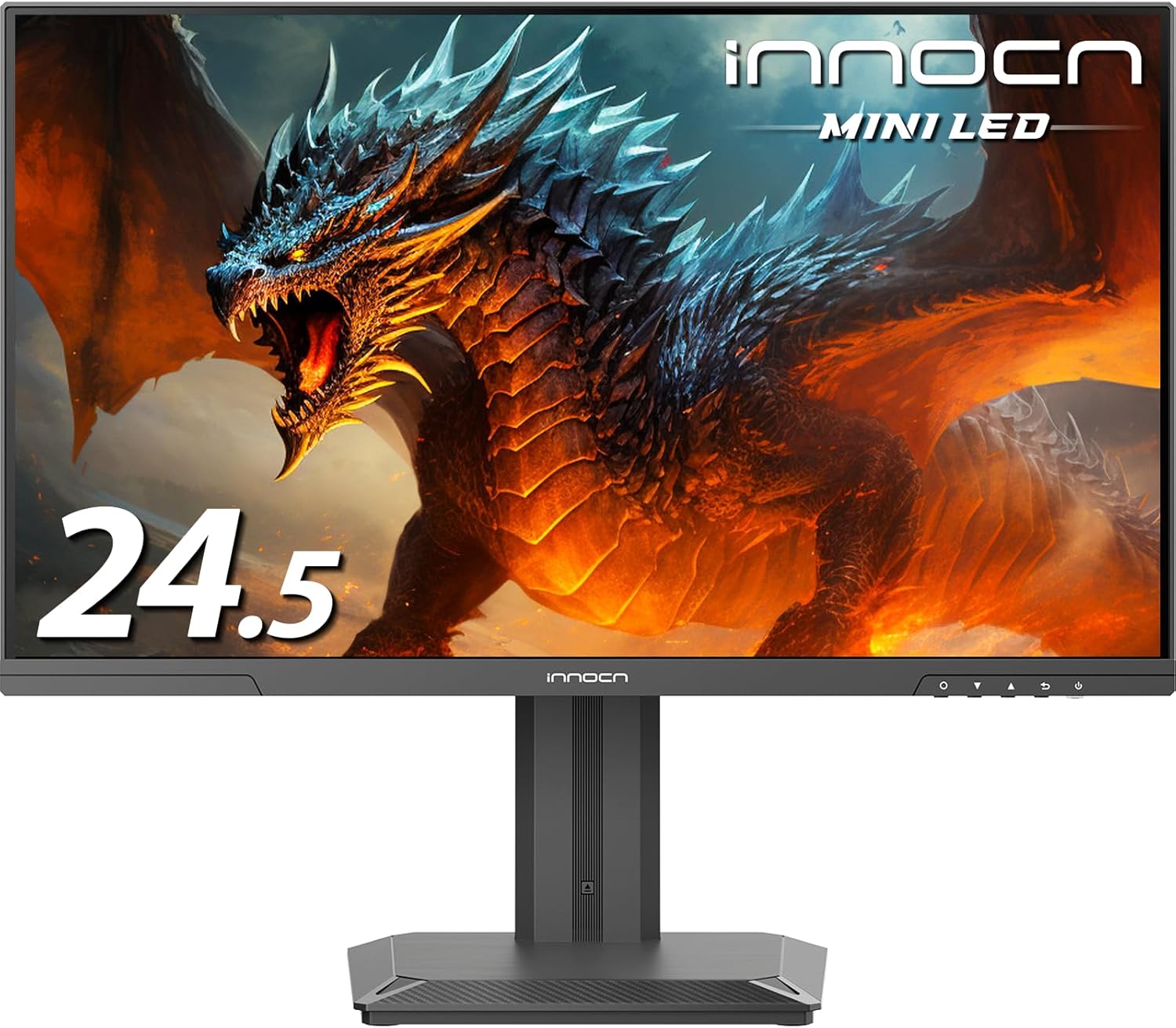 INNOCN 24.5 2K QHD 2560 x 1440P 240Hz Monitor  Gaming Console Ready  Mini-LED Precisely Local Dimming  Monitor for Mac  HDMI 2.1  DP 1.4  Height Pivot Adjustable Stand  Black - 25M2S