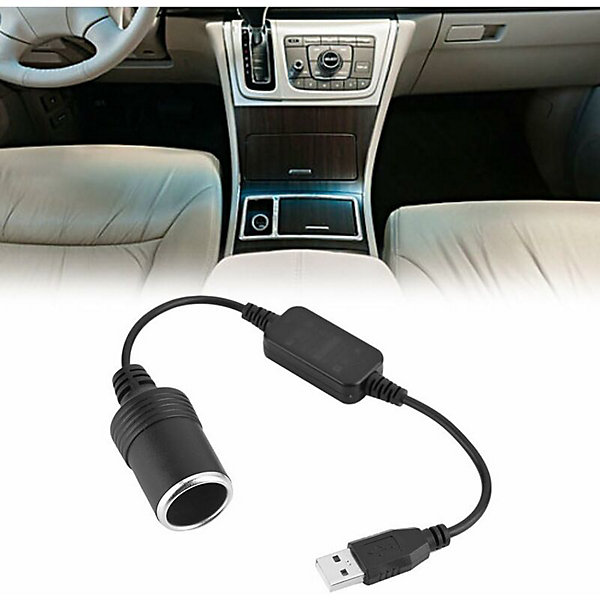 BASHLWUA Câble de conversion (5v à 12 V 1.2m) pour allume-cigarette de voiture, prise USB de voyage, câble de conversion de puissa