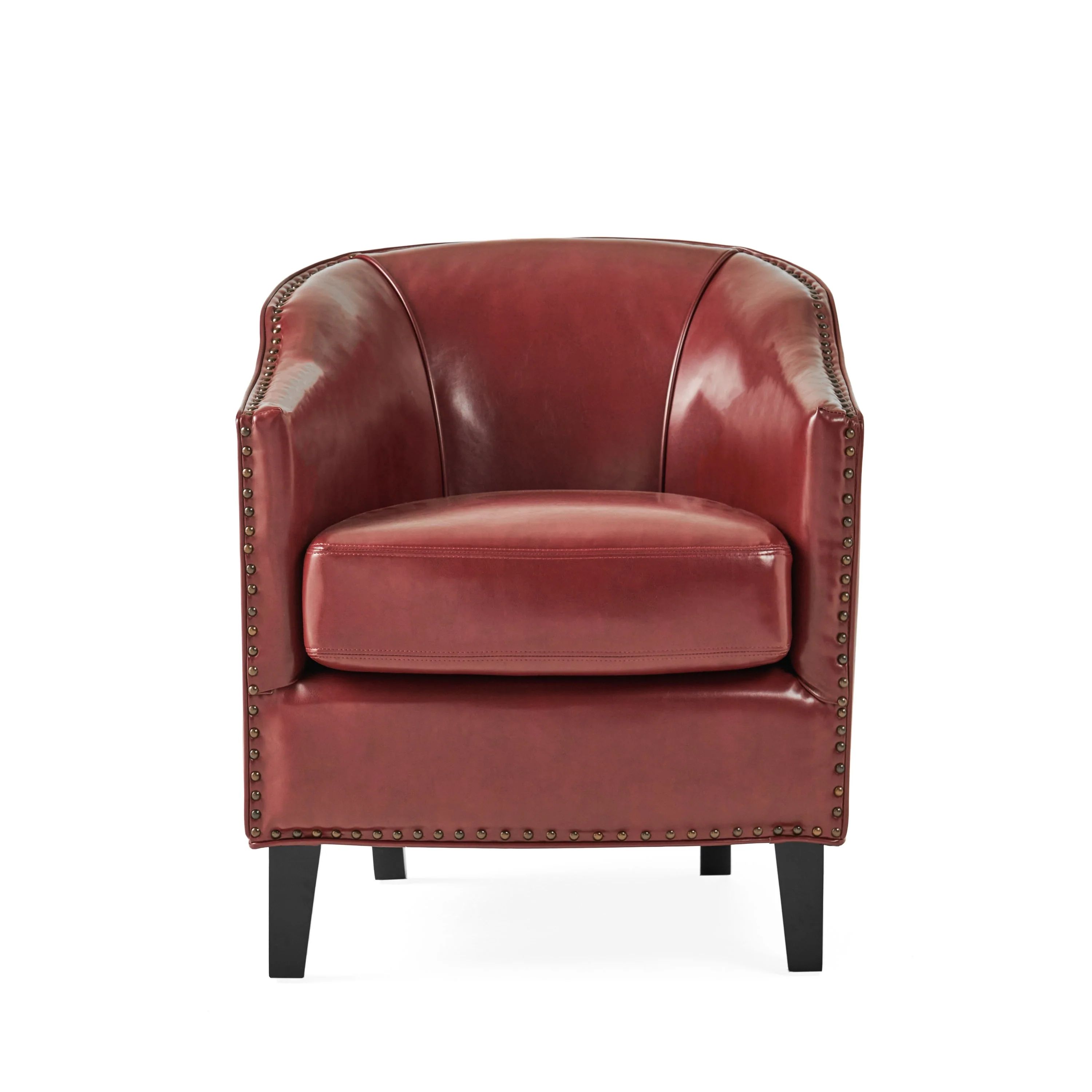 Austin Oxblood Red Bonded Leather Club Chair by Christopher Knight Home