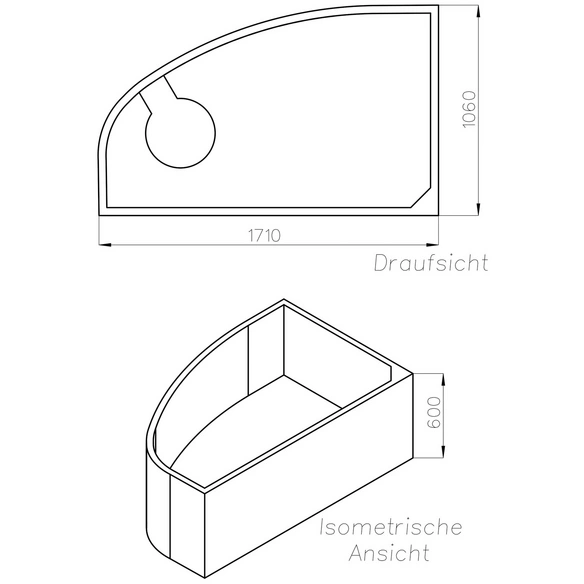 Wannenträger »Loredana«, BxHxL: 106 x 60 x 171 cm, weiß