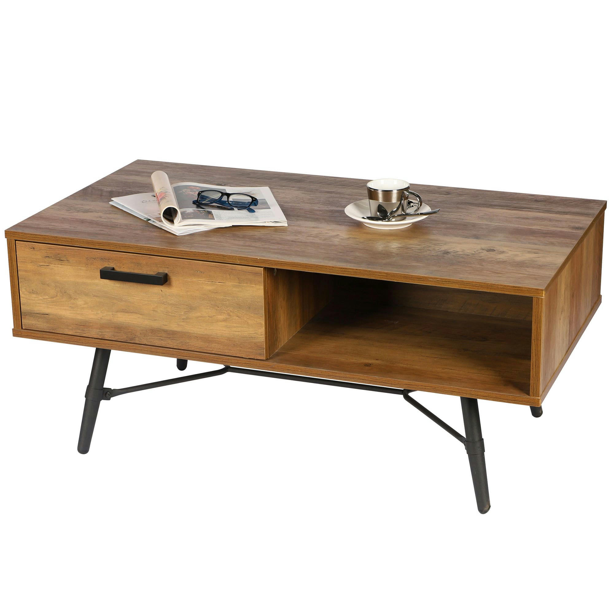 HAMPTON - Table basse design bois et métal