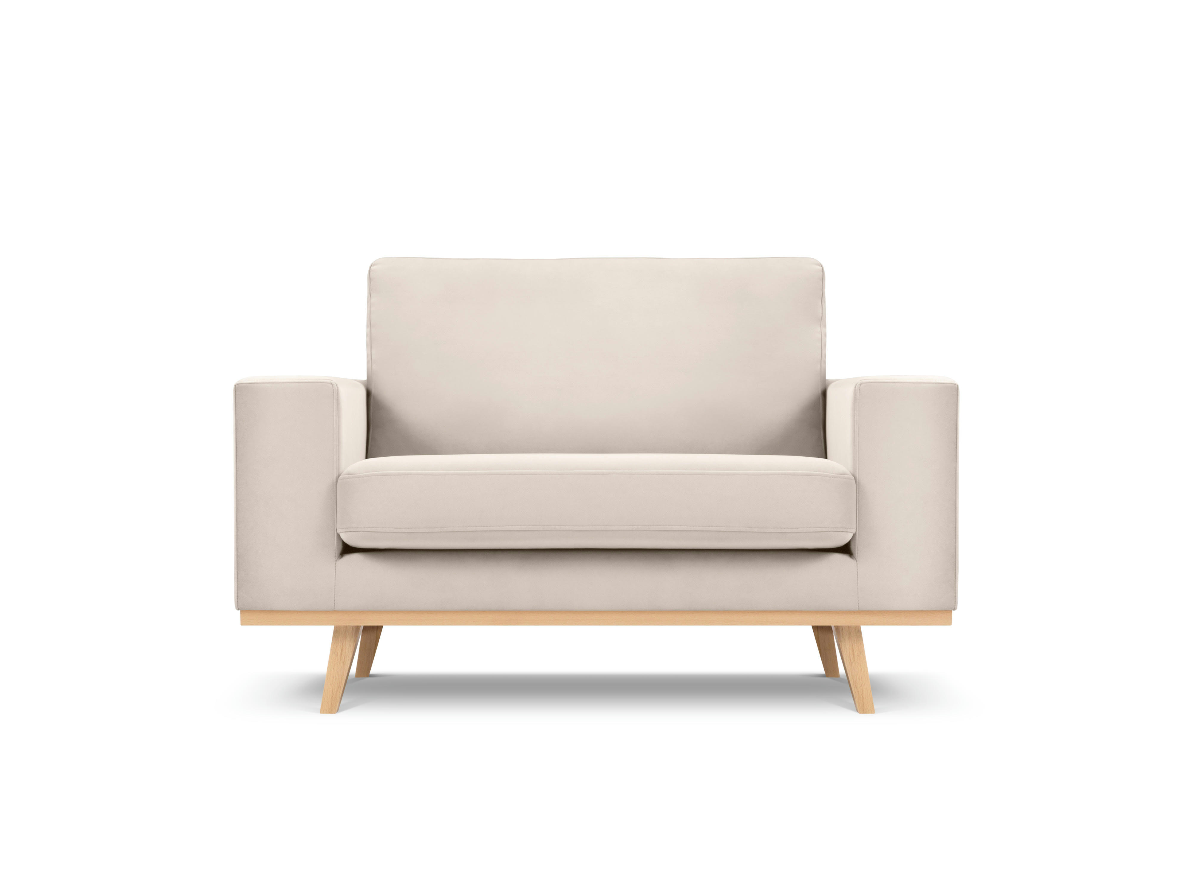 TUGELA - Fauteuil en velours beige