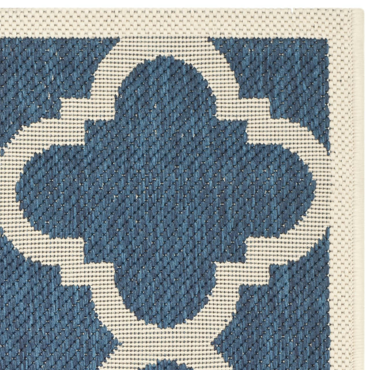 COURTYARD - Tapis interieur & exterieur en bleu marine & beige, 201 x 290 cm