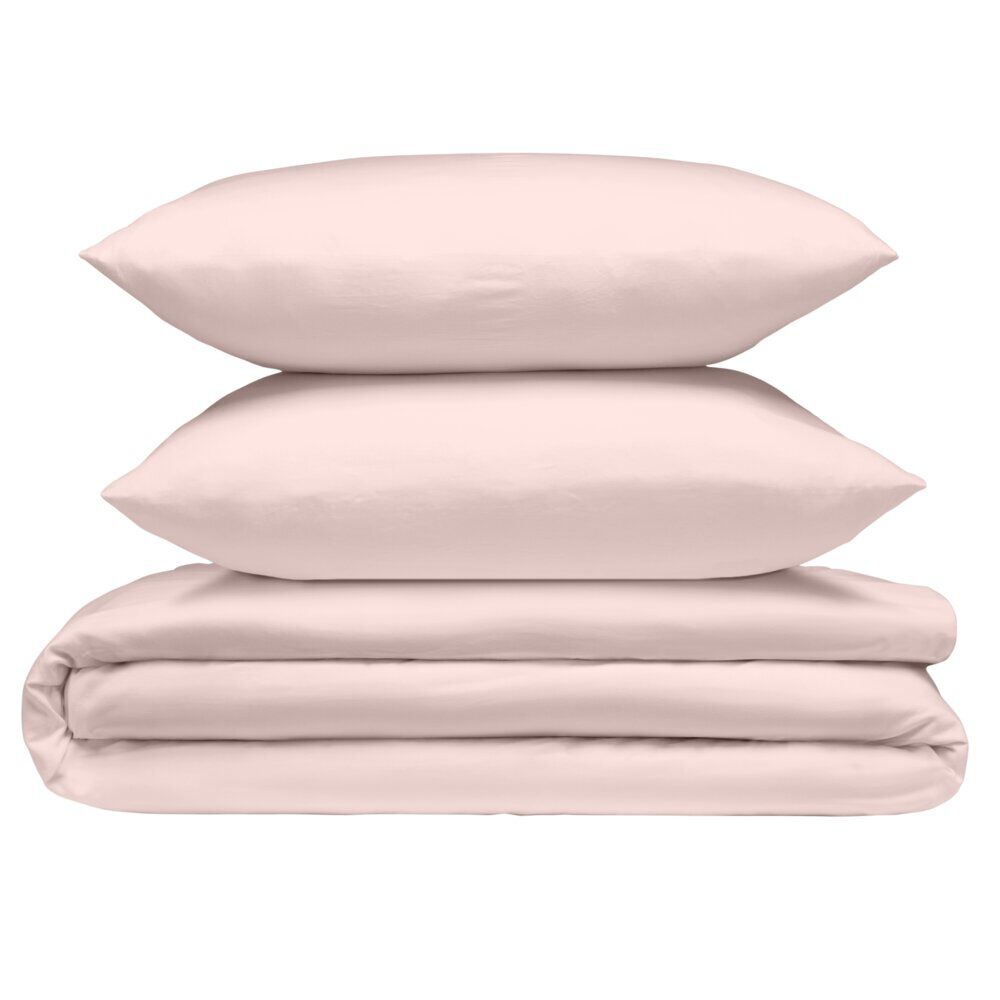 Parure de lit 2 personnes 240x220cm avec 2 taies polyester uni rose