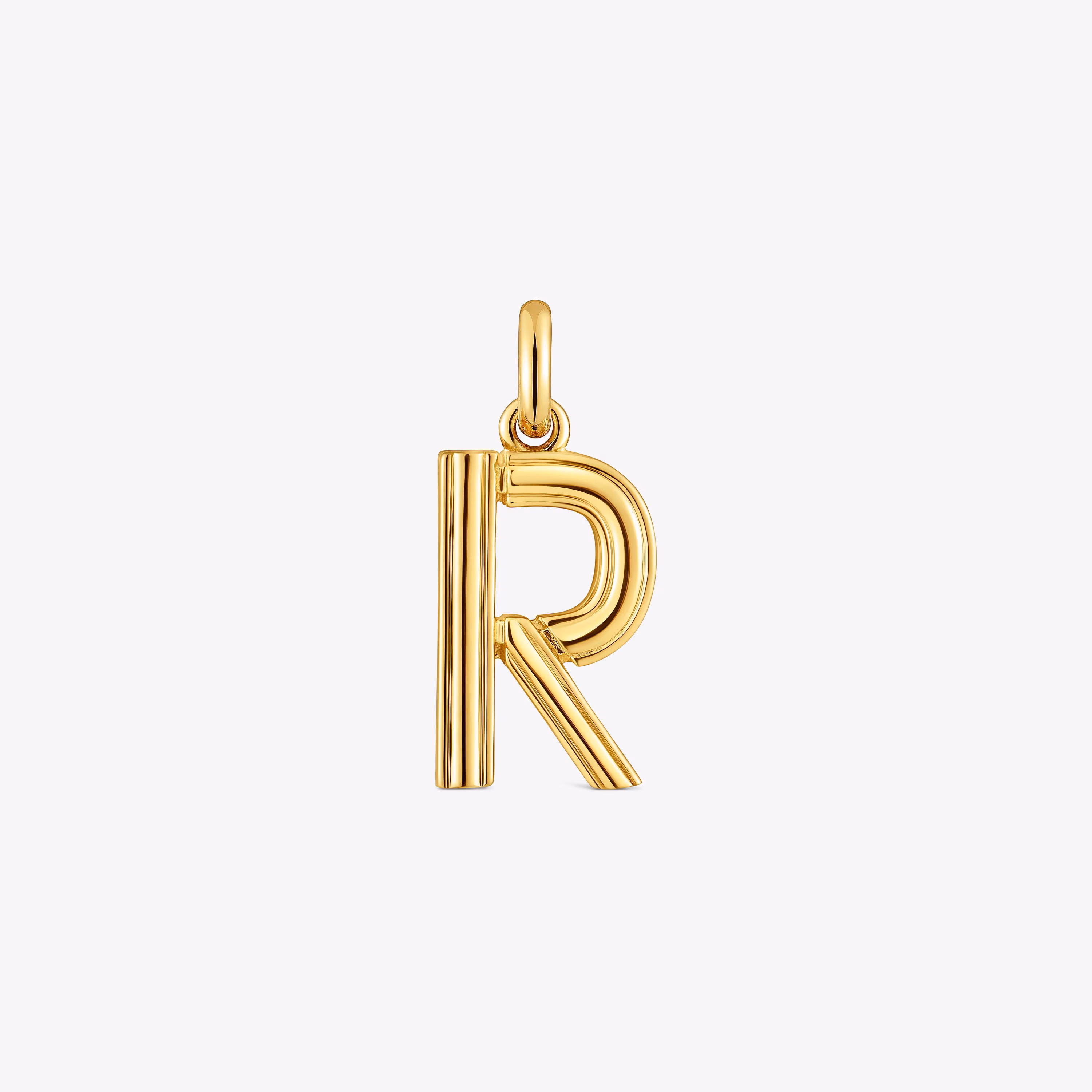 Colgante mediano letra R con baño de oro 18 kt sobre plata Alphabet