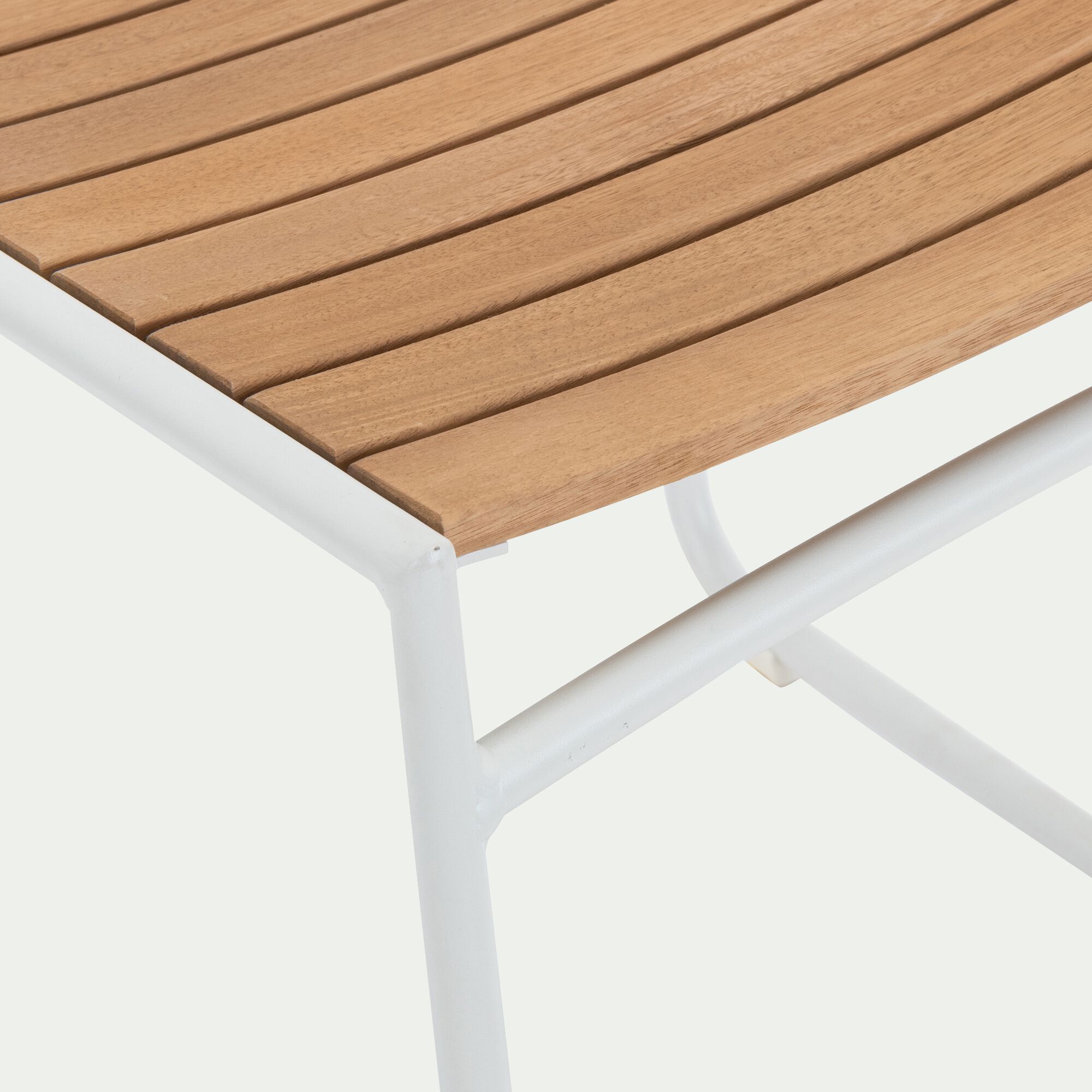 COLMARS - Chaise de jardin avec accoudoirs en aluminium et eucalyptus - blanc