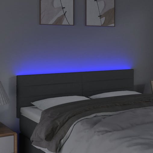 NNEVL LED Headboard Dark Grey 144x5x78/88 cm Fabric