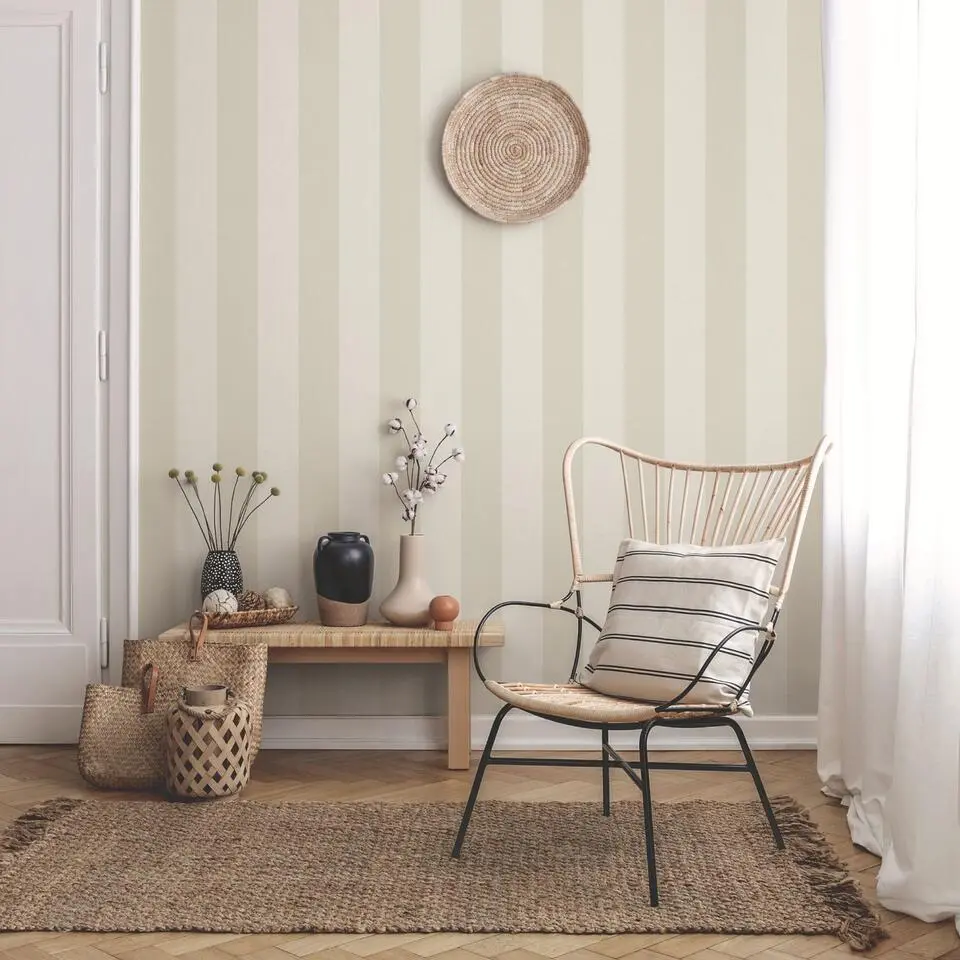 Sanders & Sanders behang strepen beige - 53 cm x 10.05 m