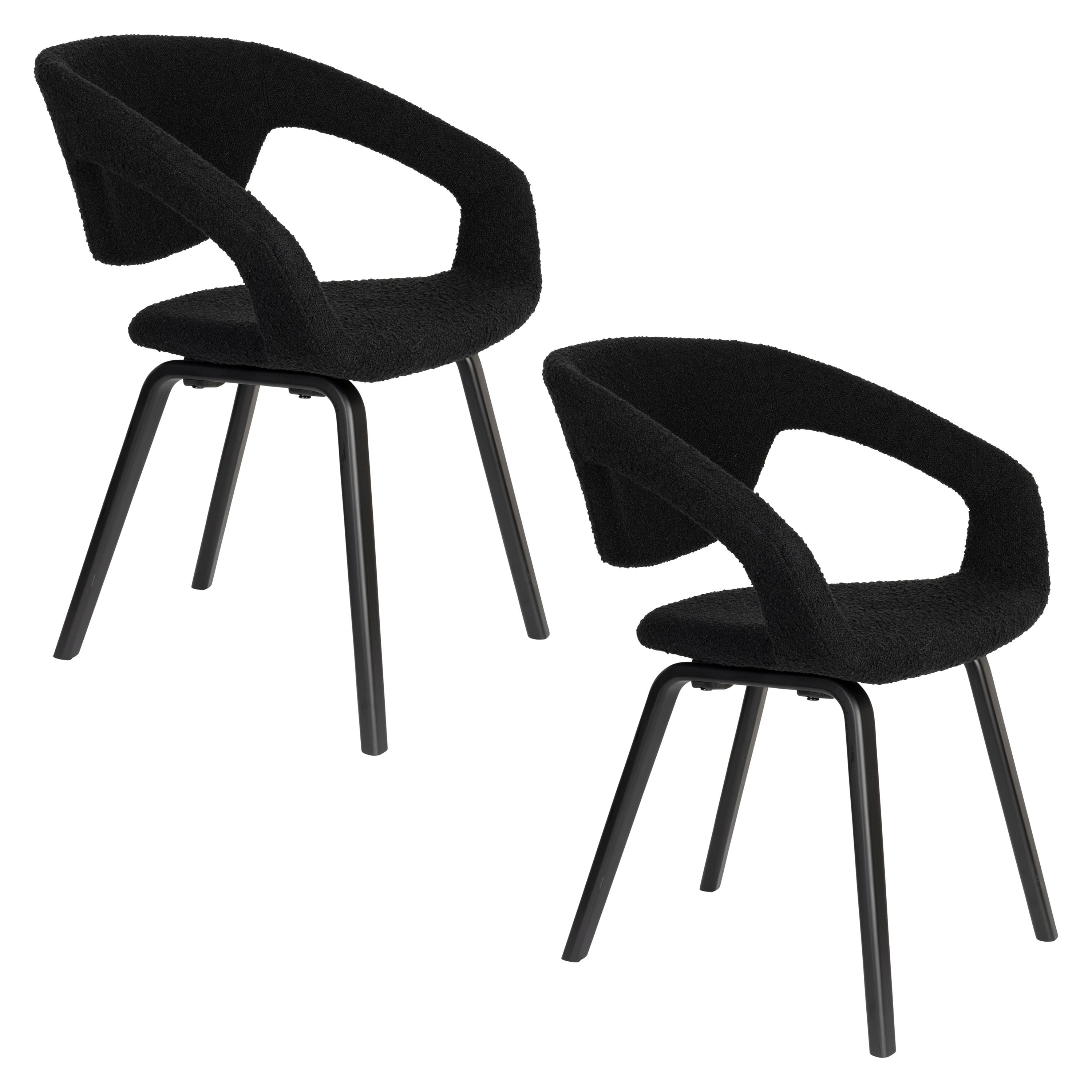 Zuiver Flexback Eetkamerstoelen Armleuning Zwart - Set van 2
