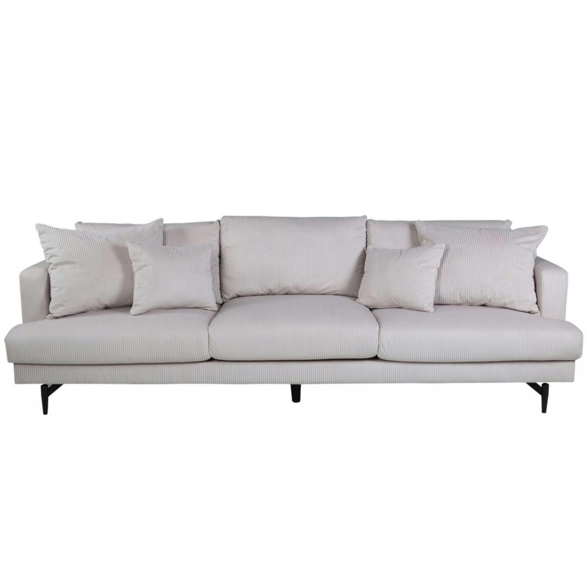 BENITO - Canapé droit 3 places en velours côtelé beige