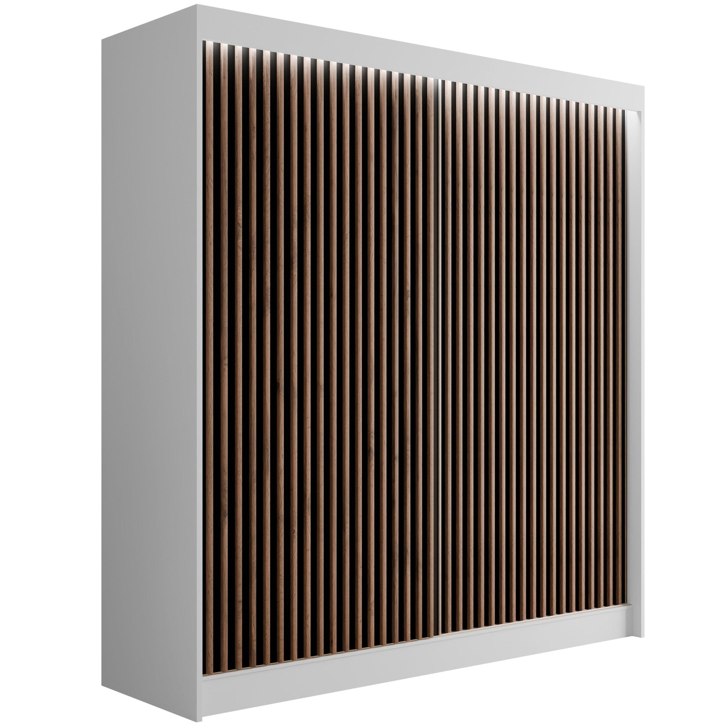 Szafa LED z drzwiami przesuwnymi i lamelami VILANv2 200 x 215 cm