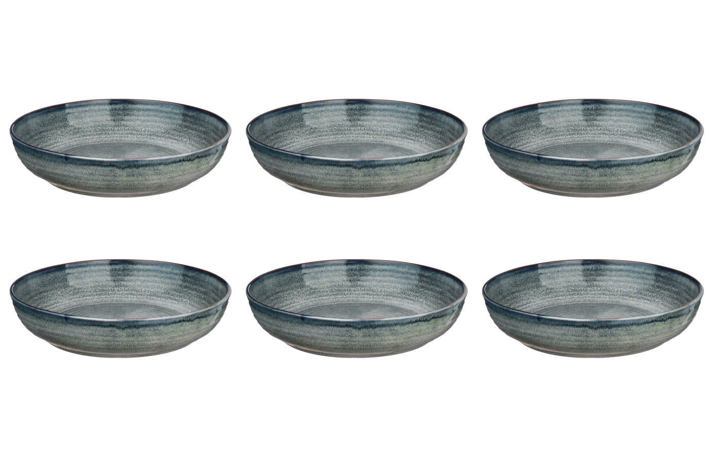 REACTIV - Lot de 6 assiettes creuses en grès gris D22.5