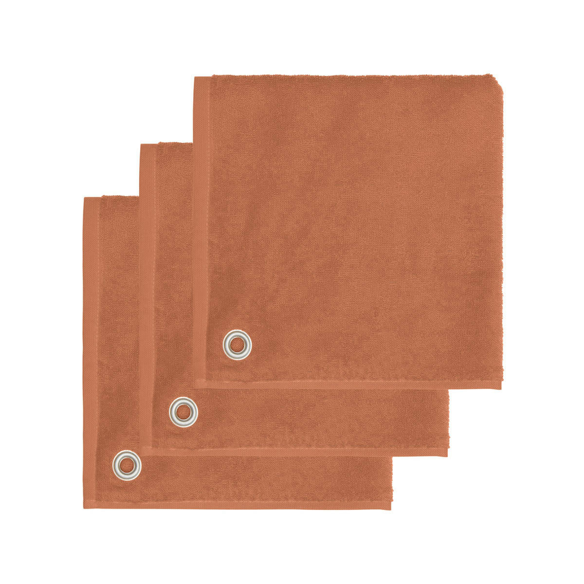 AMAIA - Lot de 3 torchons carrés avec œillet  brique 50x50 cm
