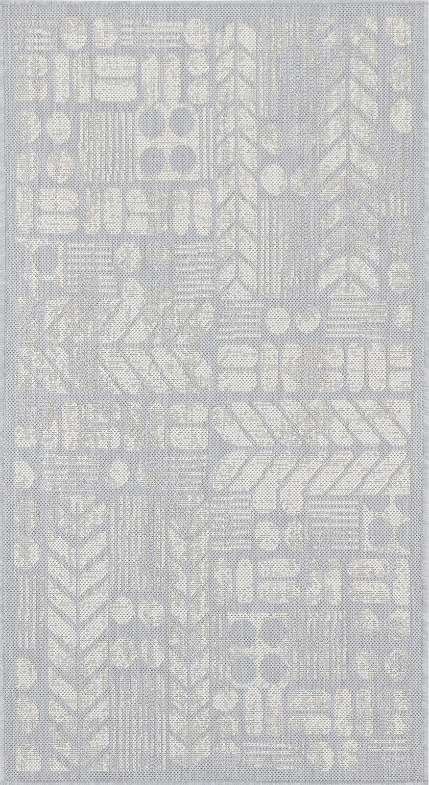 SALLY - Tapis d'Extérieur/Intérieur Gris/Ivoire 80x150