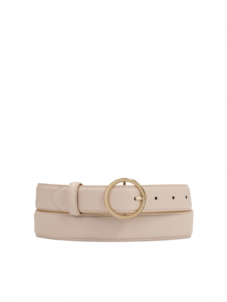 Light pink belt with round buckle