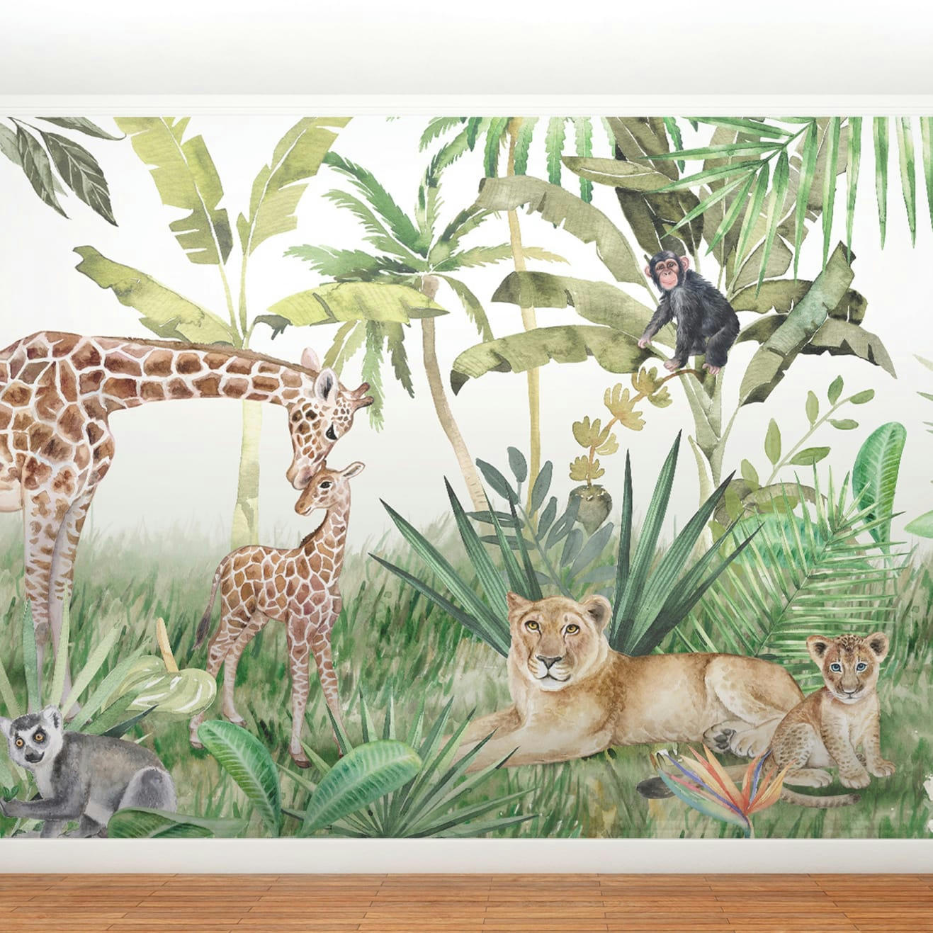 - Papier peint panoramique Animaux dans la jungle 255x260cm