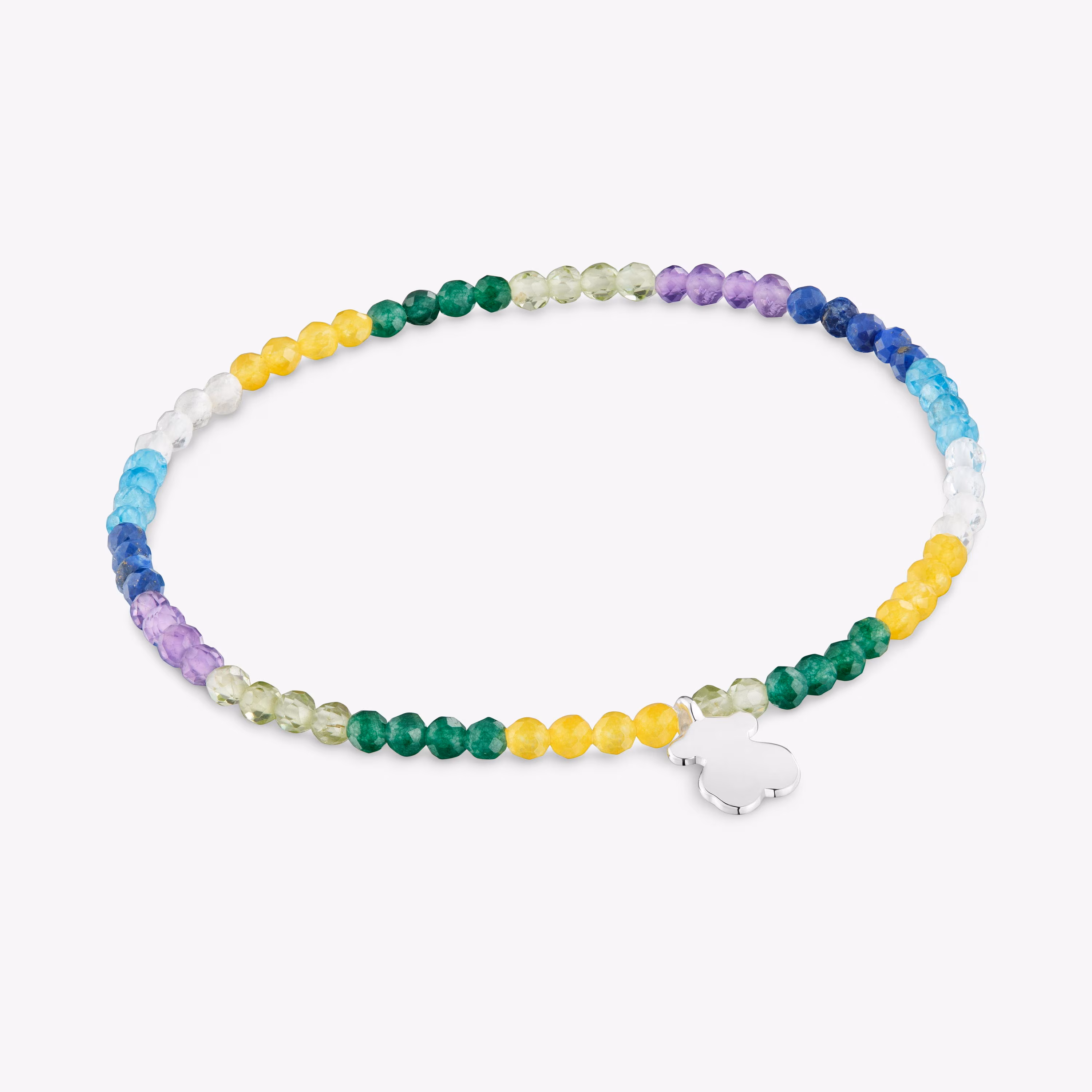 Pulsera elástica con gemas azules y oso de plata TOUS Motivos