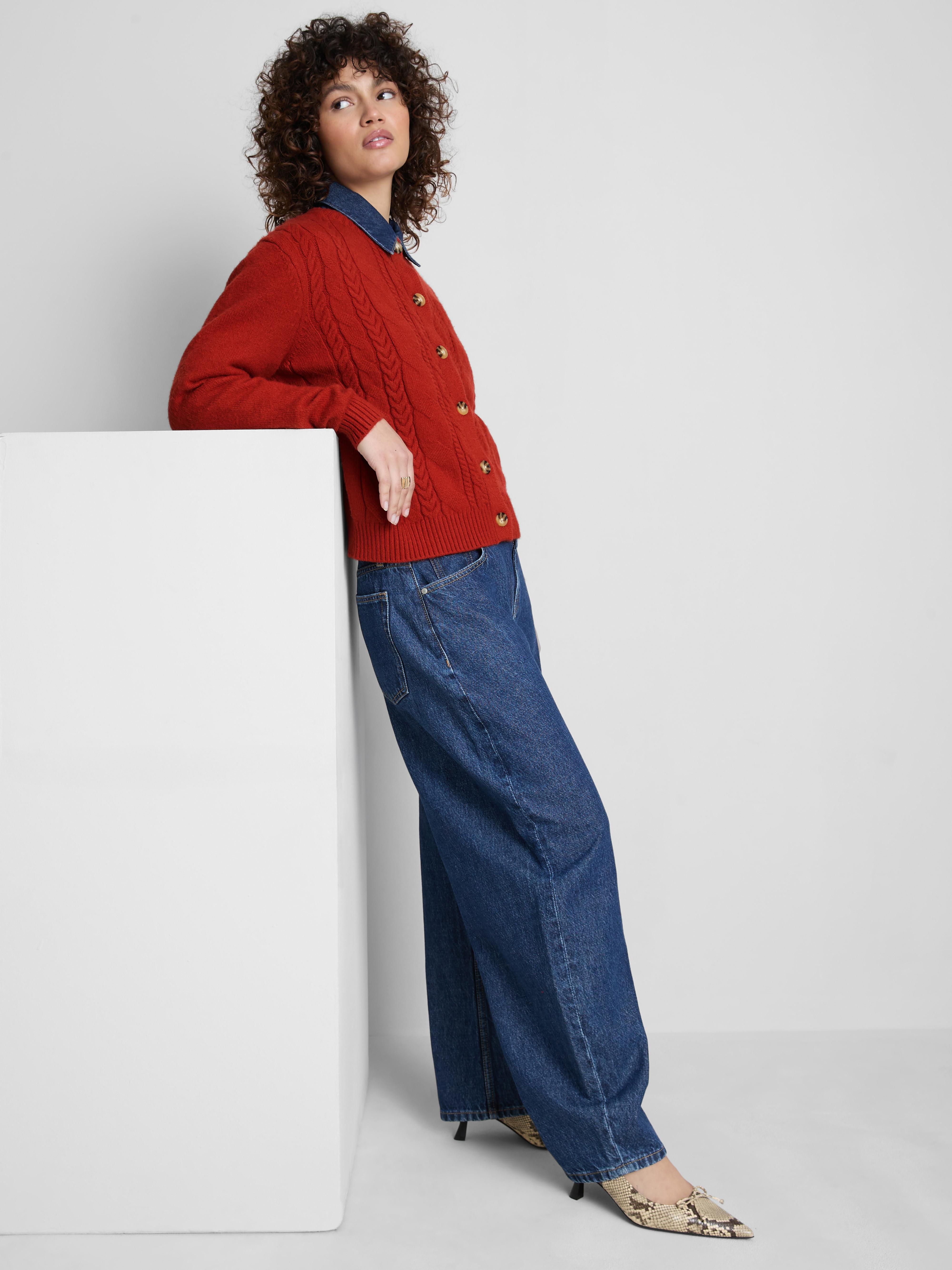 Cable Knit Crewneck Cardigan