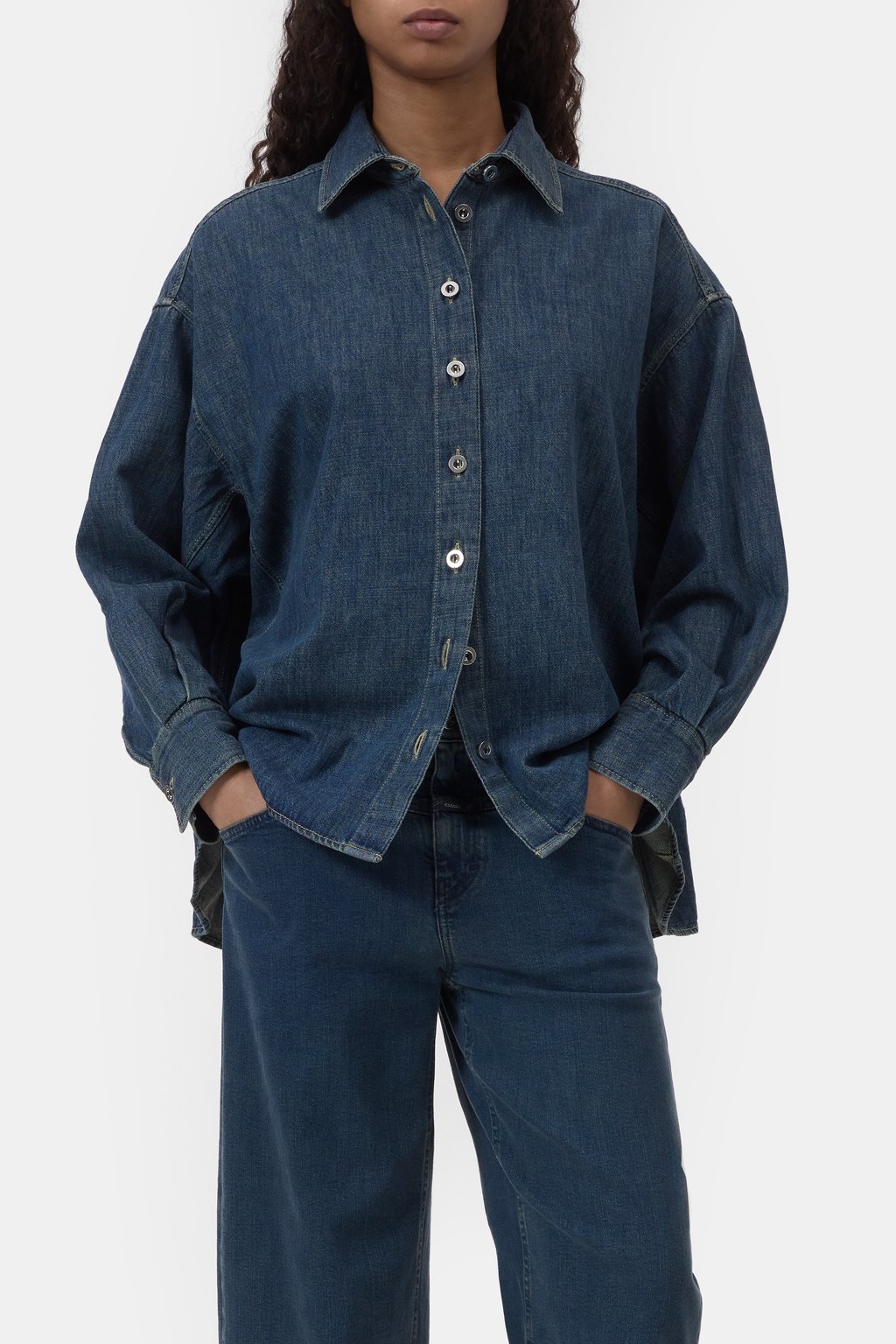 Cape-Bluse aus Denim