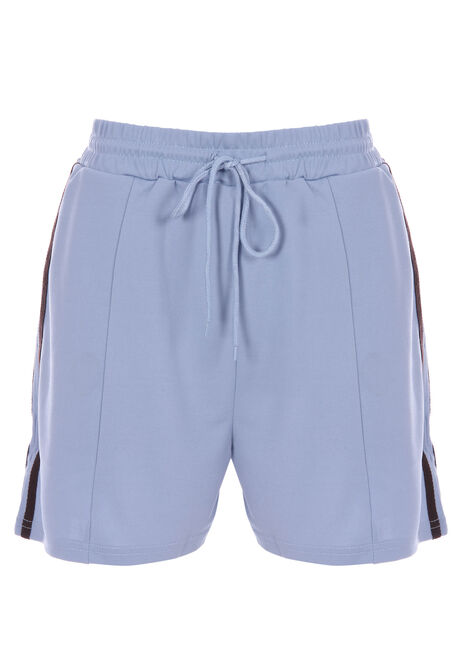 Womens Blue Side Stripe Shorts