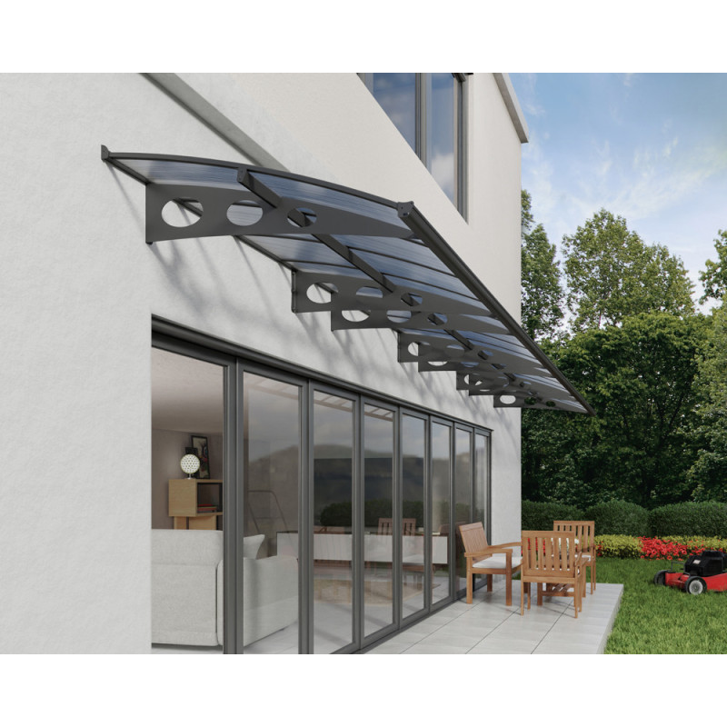 Marquise de porte Herald gris foncé 890 x 140 cm CANOPIA
