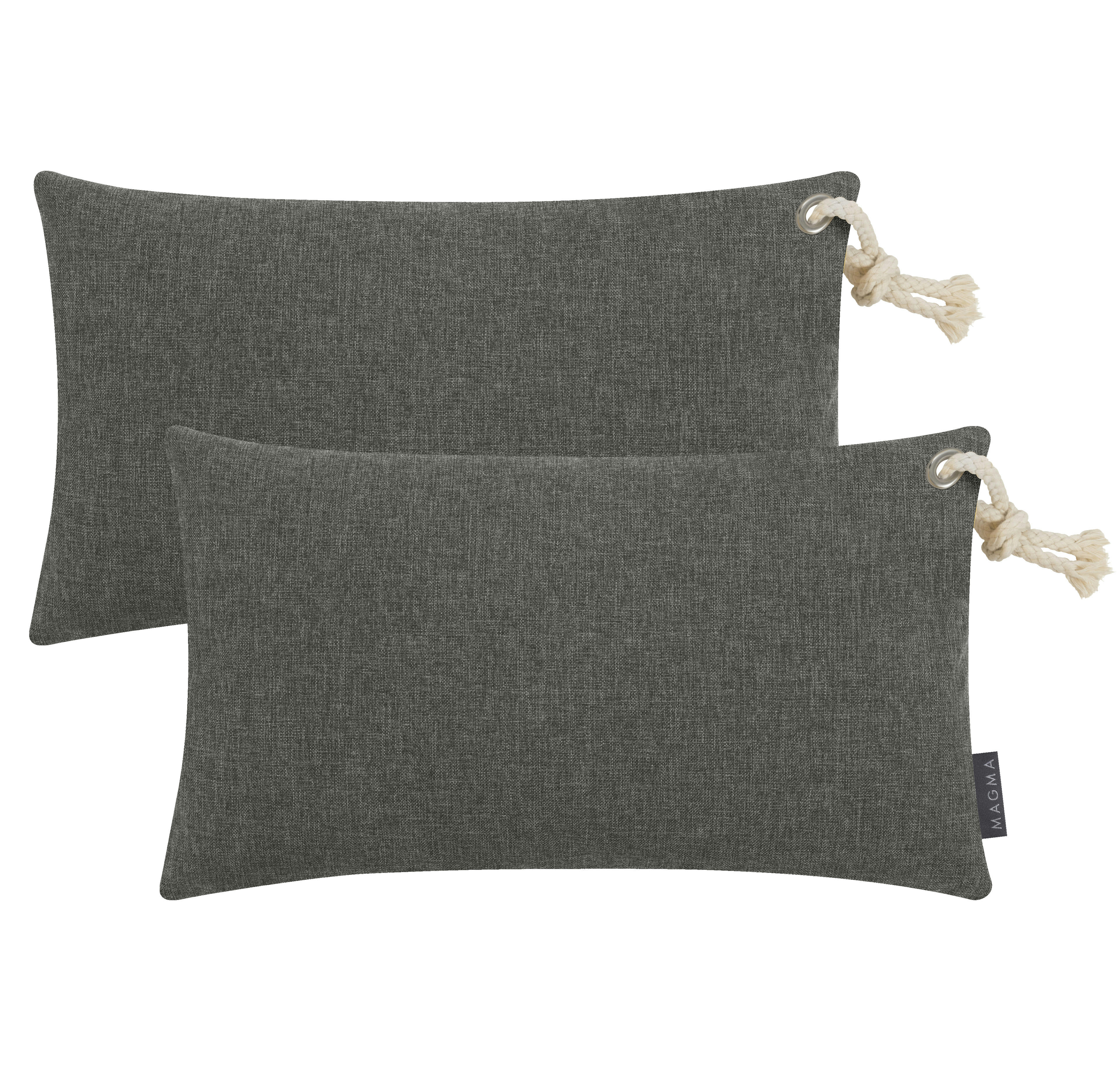 CAPRI - Housses de coussin extérieur avec corde anthracite - Lot de 2 - 50x30