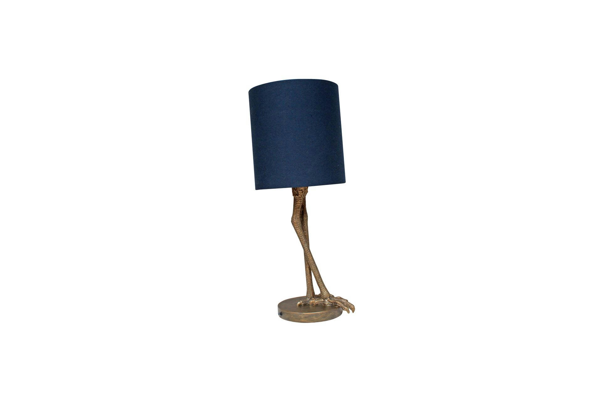 BIPÈDE - Lampe à poser et son abat-jour bleu