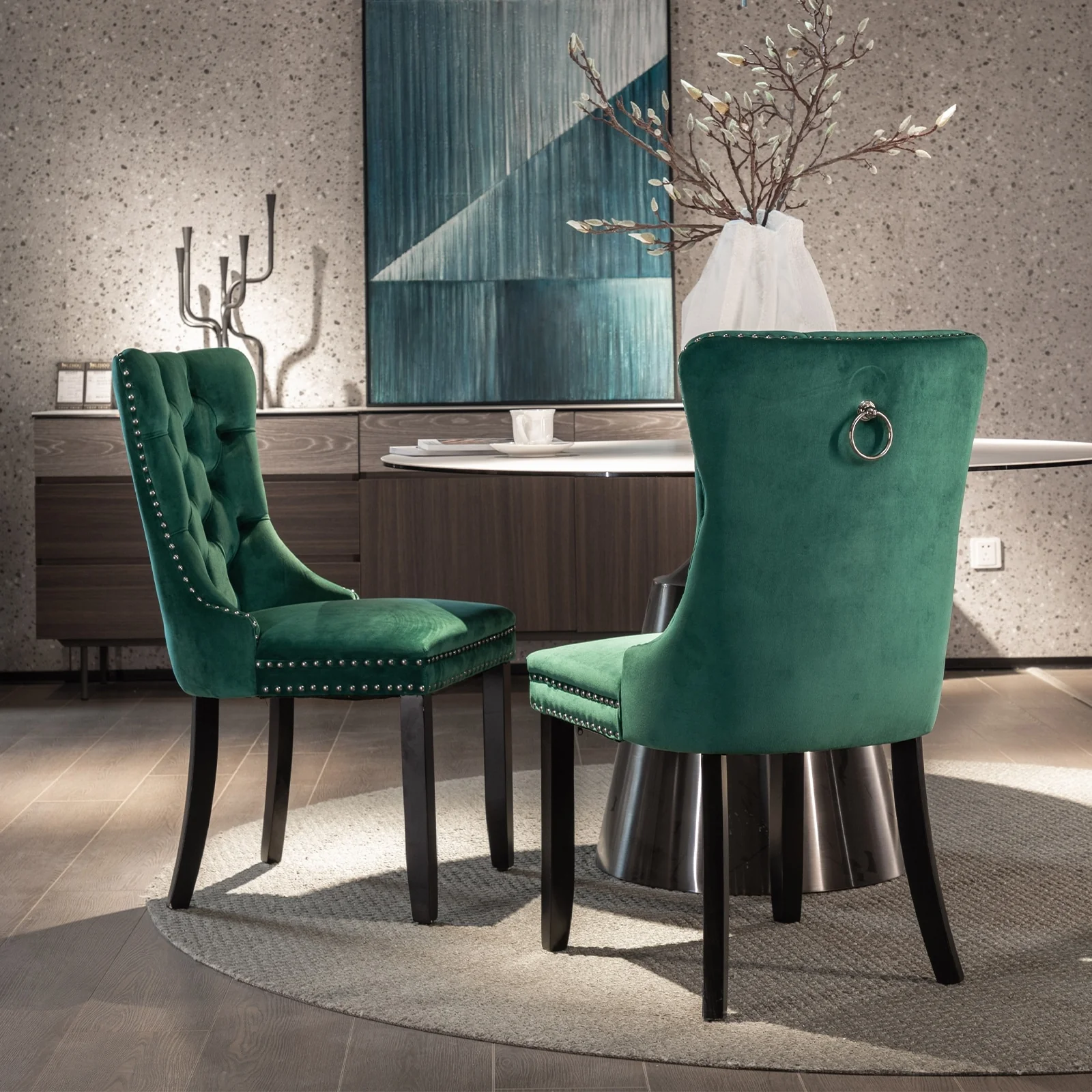 2PCS High-end Velvet Upholstered Dining Chair