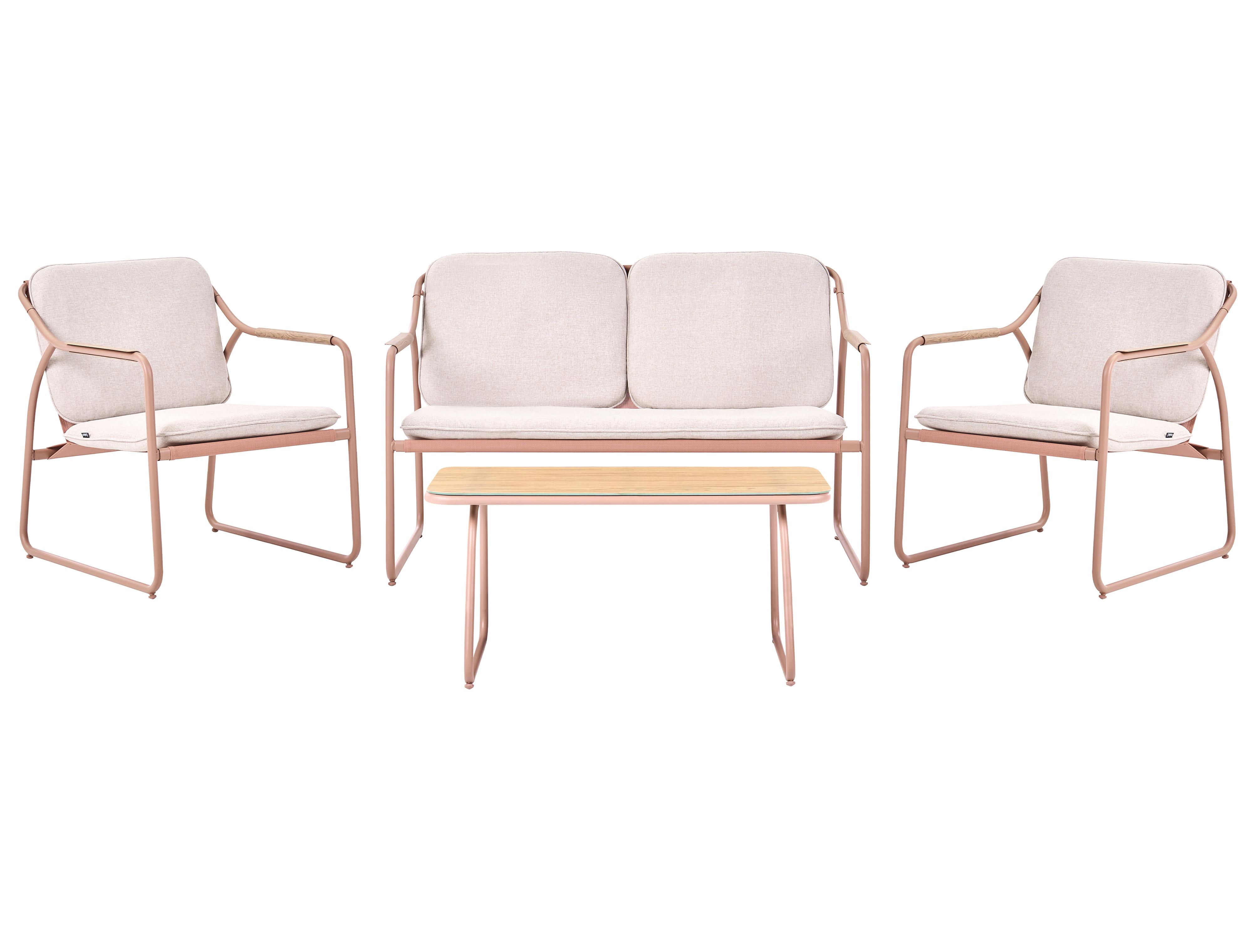 Garden Lounge Set with Table 4 Seater CALASCIO Metal Light Beige