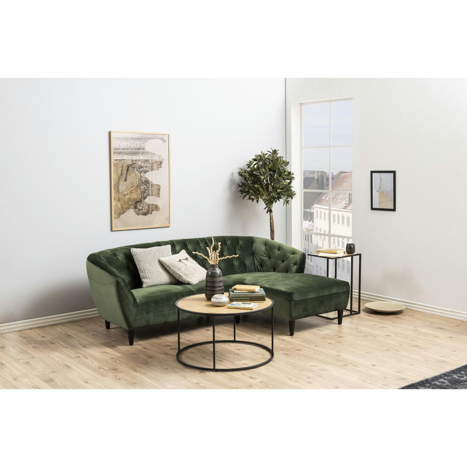 SIREINE - Table d'appoint ou bout de canapé en mdf et métal beige