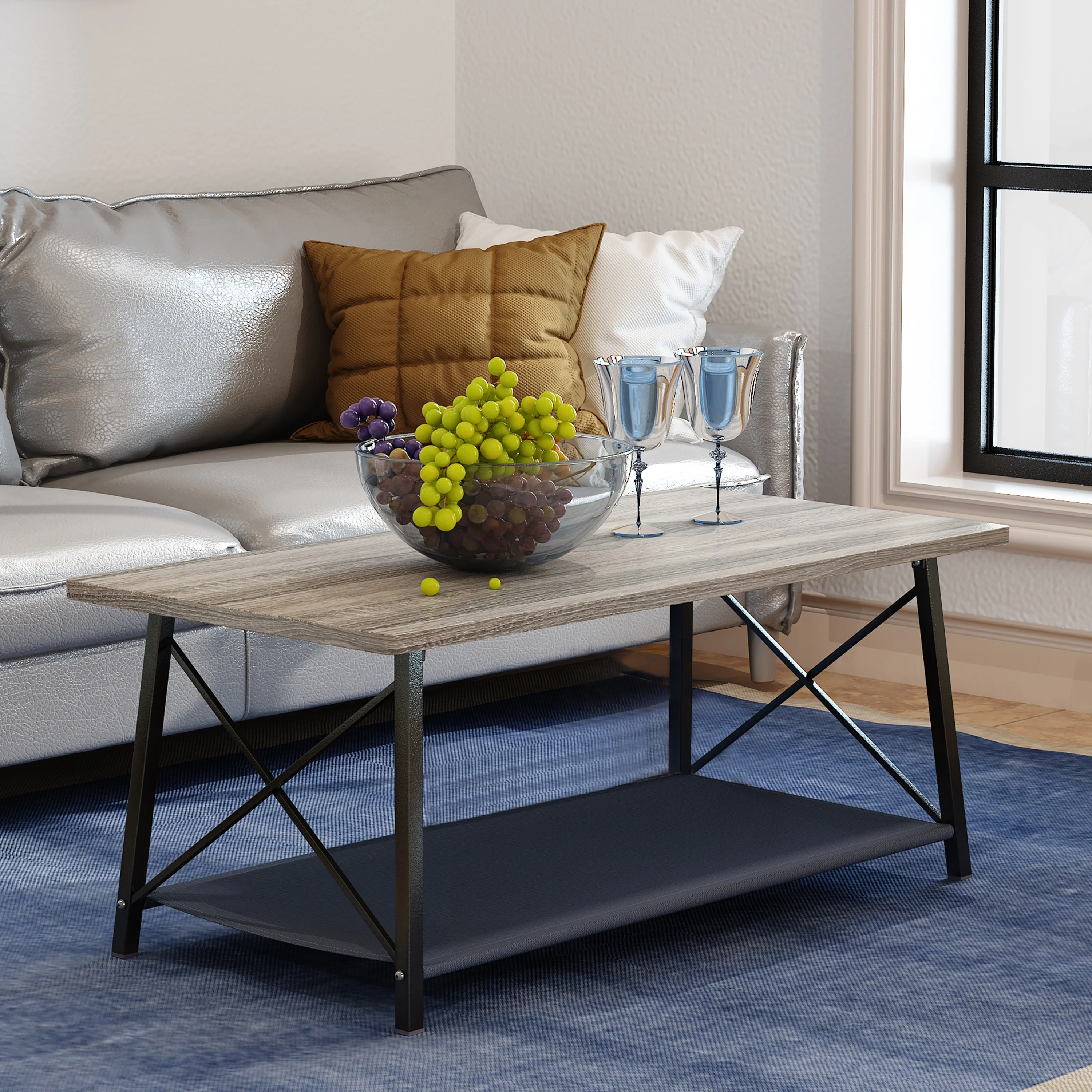 Corvus Belmont 46-inch Rectangle Modern Wood Coffee Table with Storage