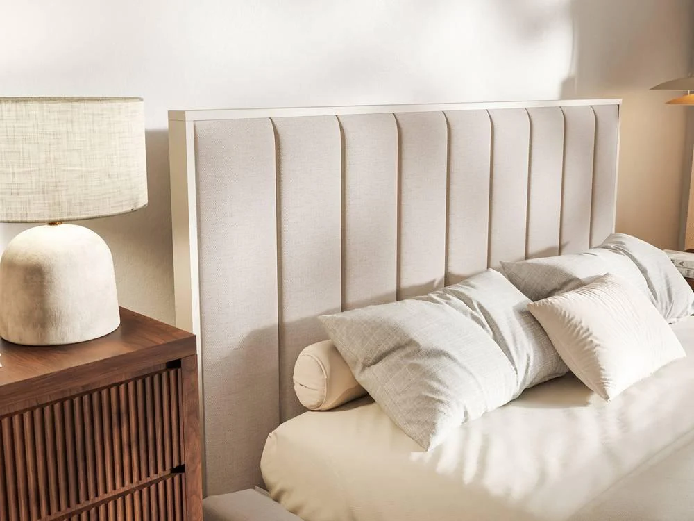 Bedframe Taavi chenille met opbergruimte en verlichting 140 x 200 cm
