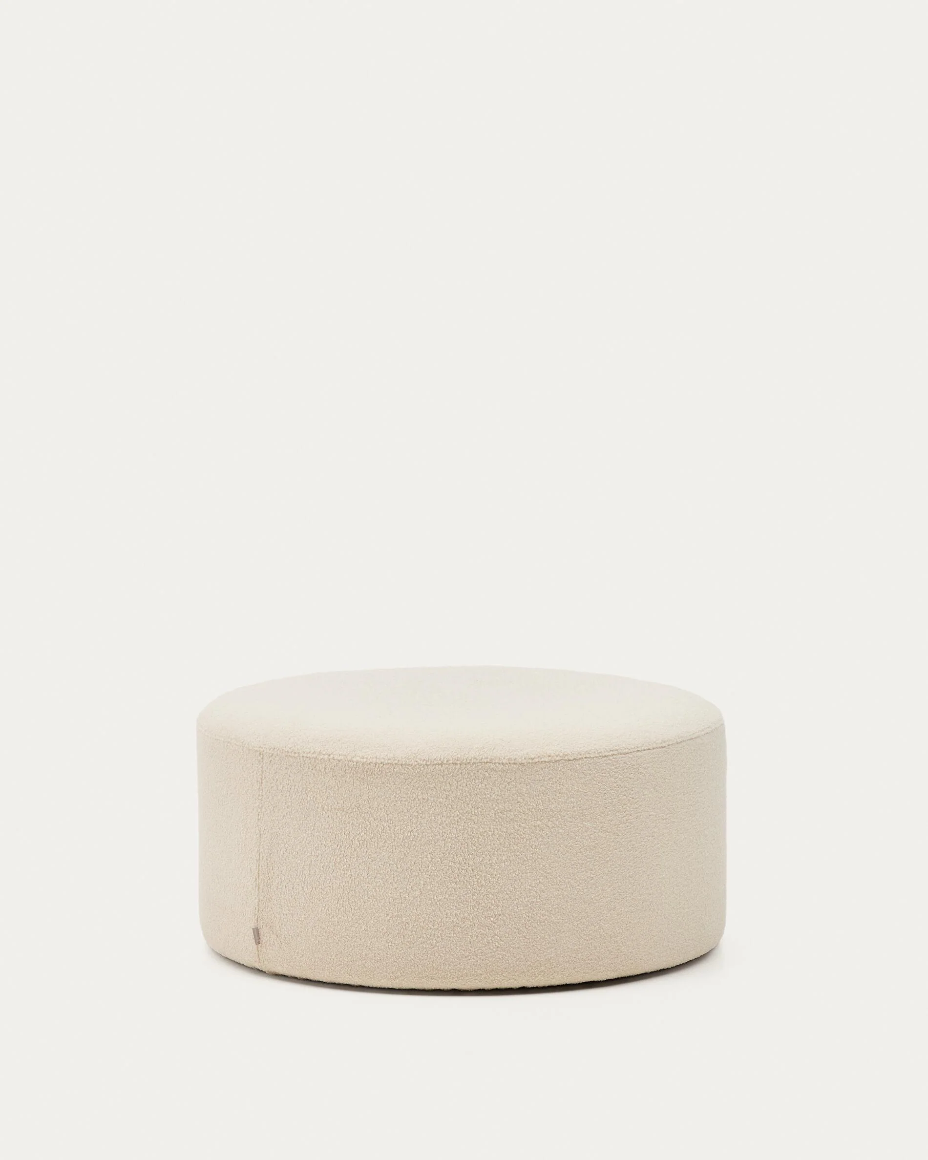 Kaeli footrest with removable cover in ecru bouclé Ø 90 cm