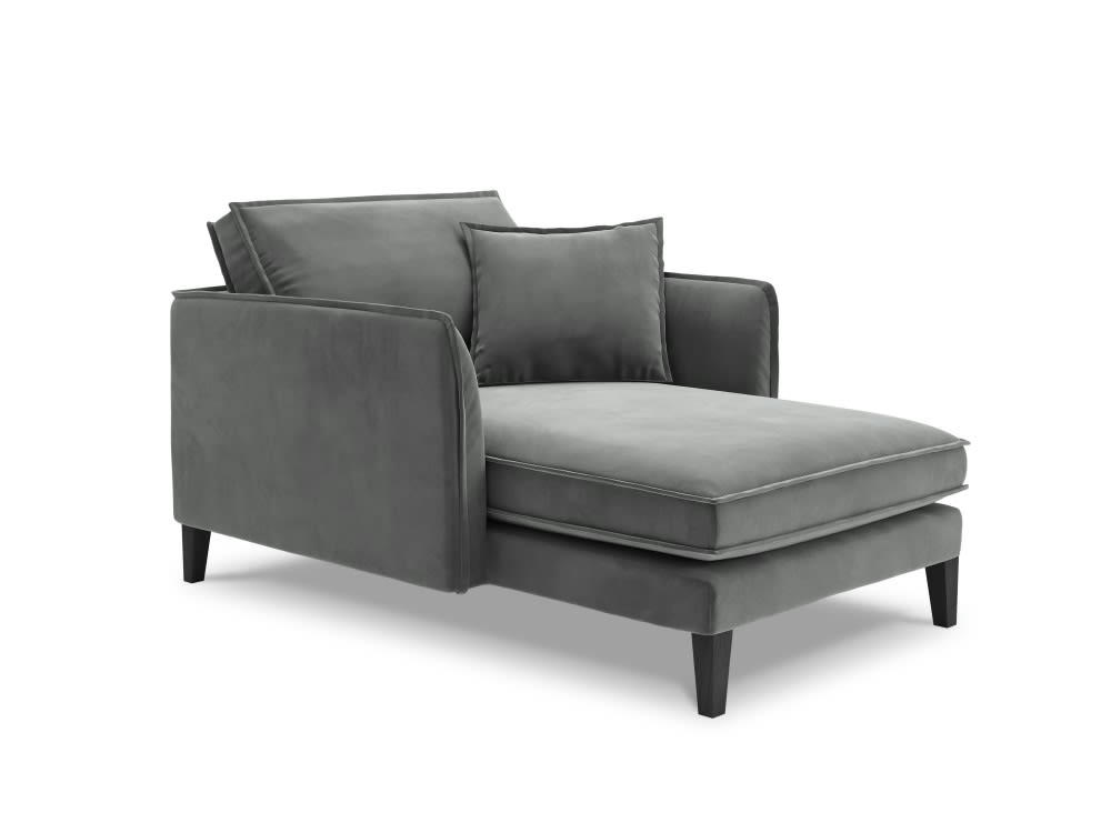 PROVENCE - Méridienne 1 place en velours gris clair