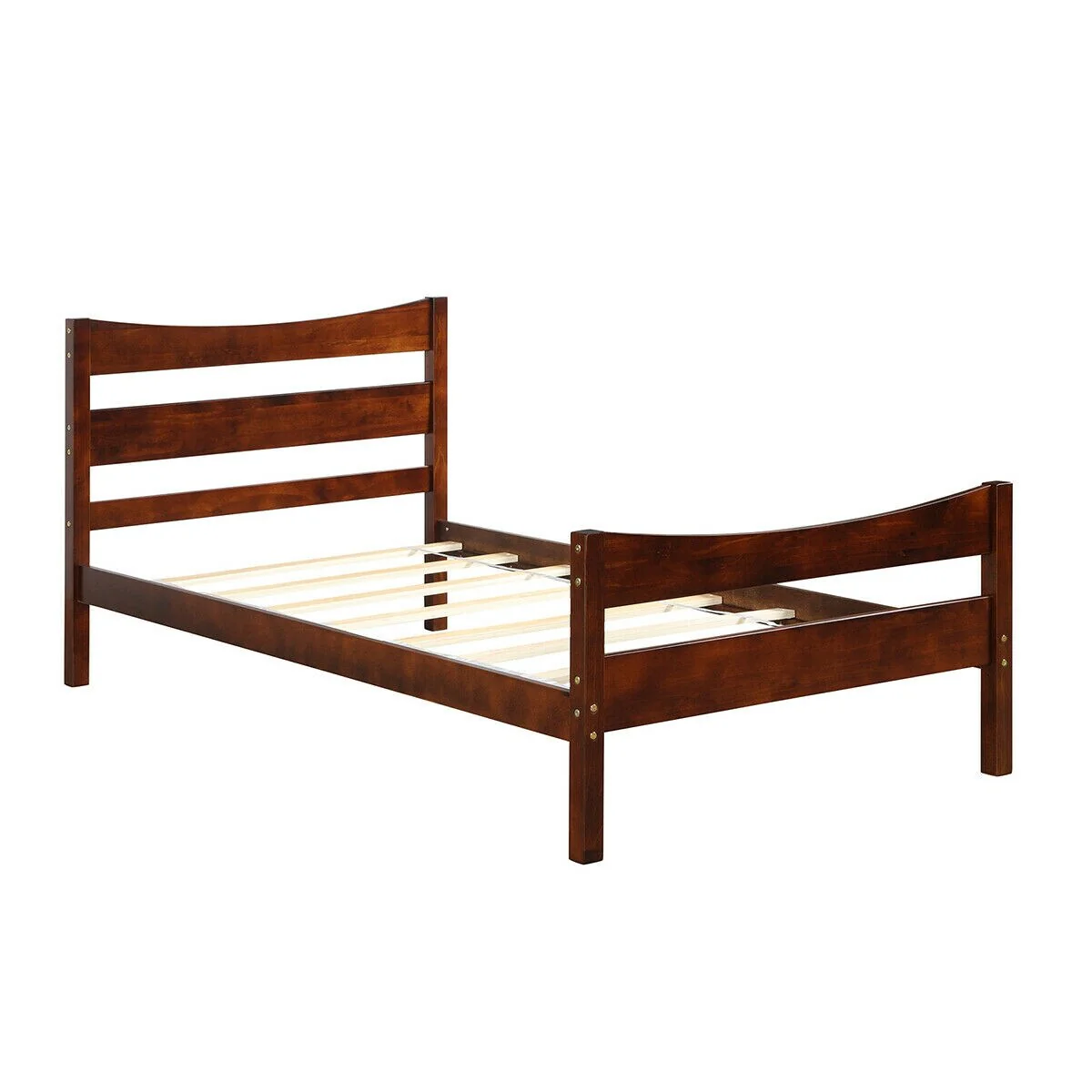 Gymax Twin Size Platform Bed Frame Foundation w/Headboard &Wood Slat