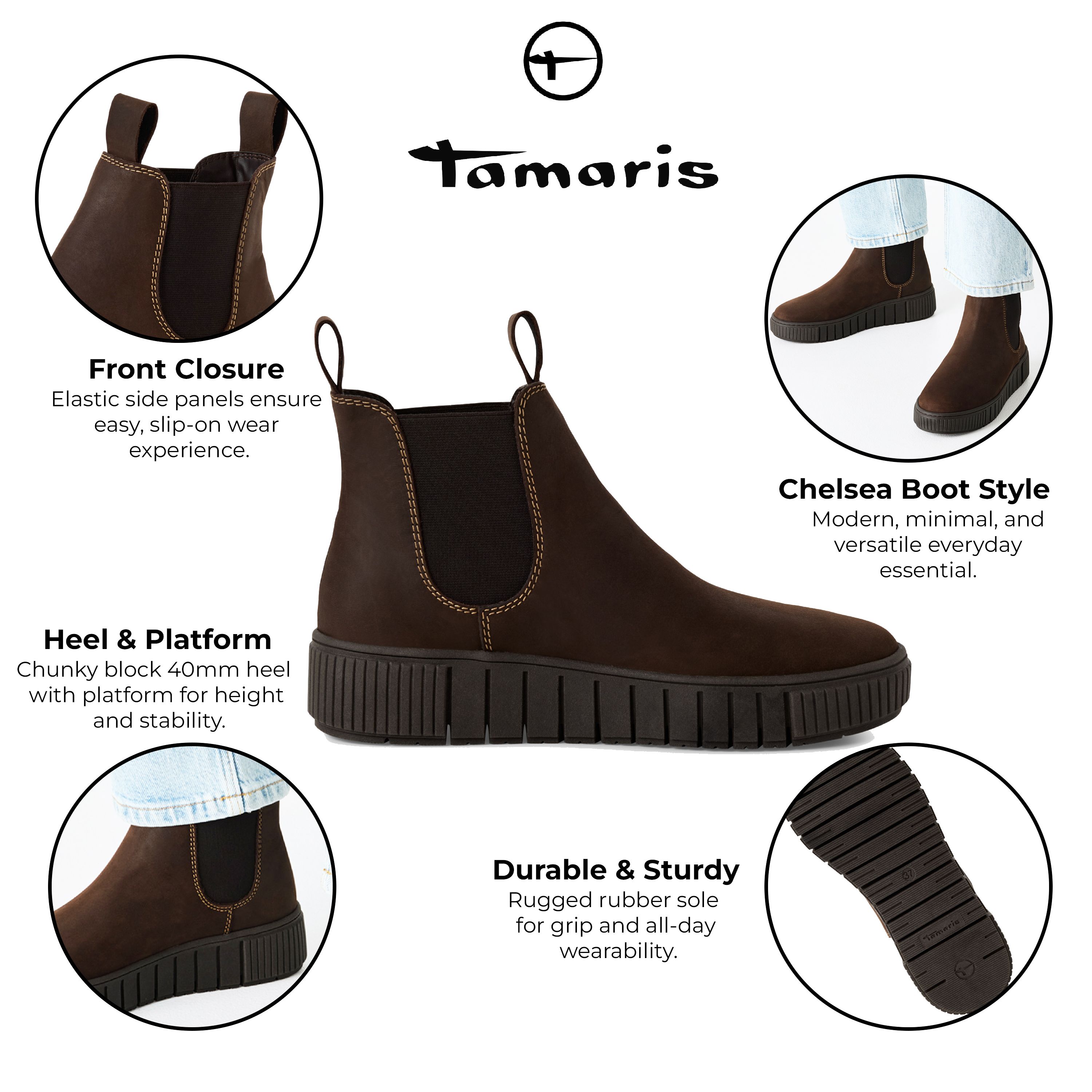 Infinity Leather Tamaris Leather Chelsea Ankle Boots
