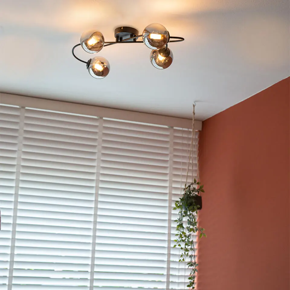 Qazqa plafondlamp met meerdere armen athens zwart g9