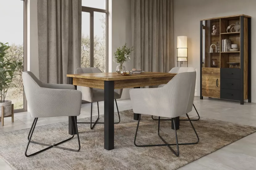 Stół OLIN 180x95 appenzeller fichte/czarny
