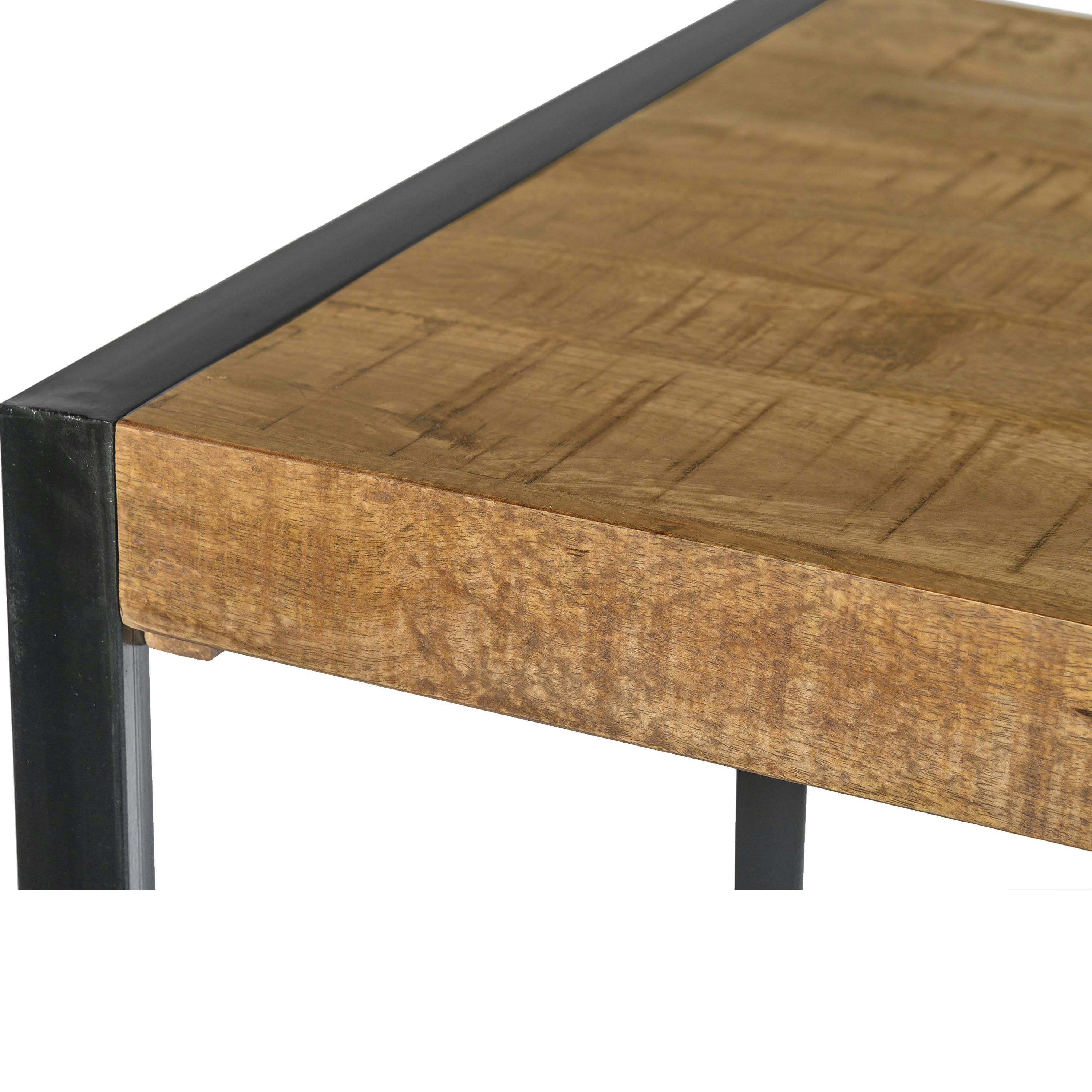 DACCA - DACCA-Table de bar 6 personnes L140 cm, Manguier massif et métal noir