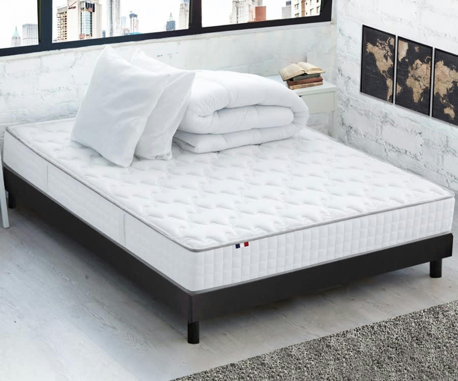 ENSEMBLE KIT ODYSSEE - Ensemble Matelas Ressorts + Sommier Kit couette Oreiller 160x200