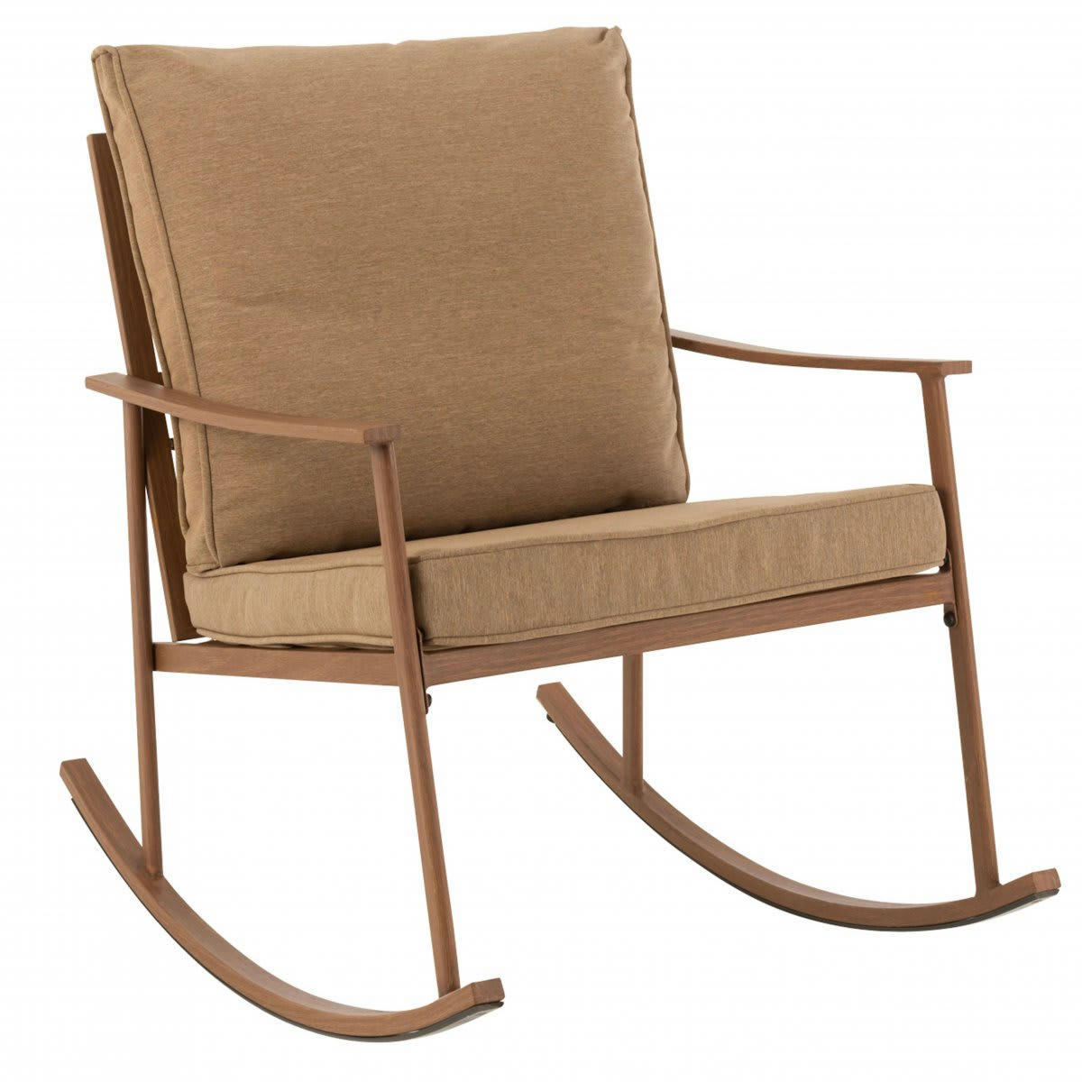GRIFFON - Fauteuil à bascule moderne en métal et tissu beige