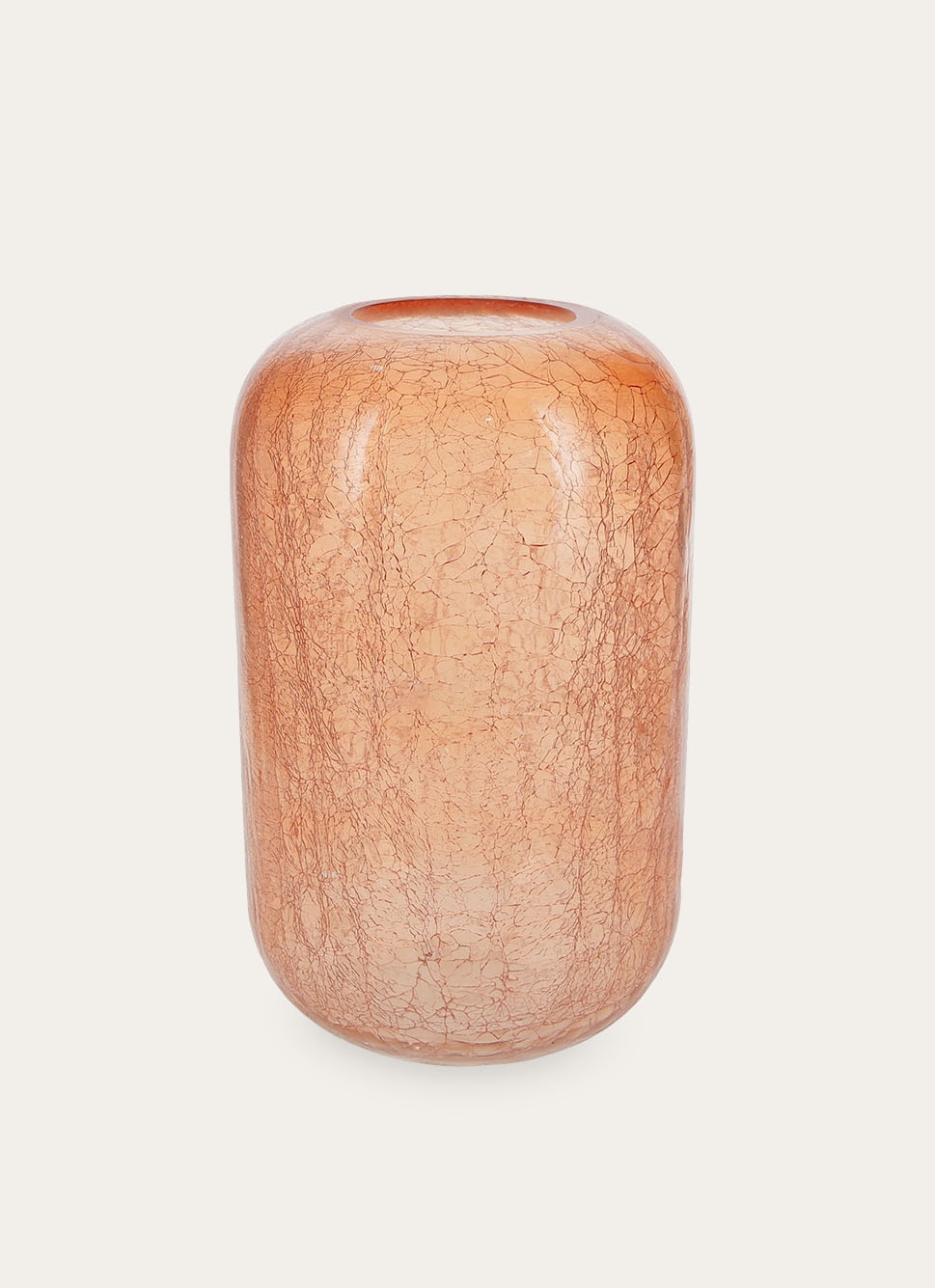 VASE EN VERRE TRANSPARENT COLORÉ EFFET CRAQUELÉ PECHE