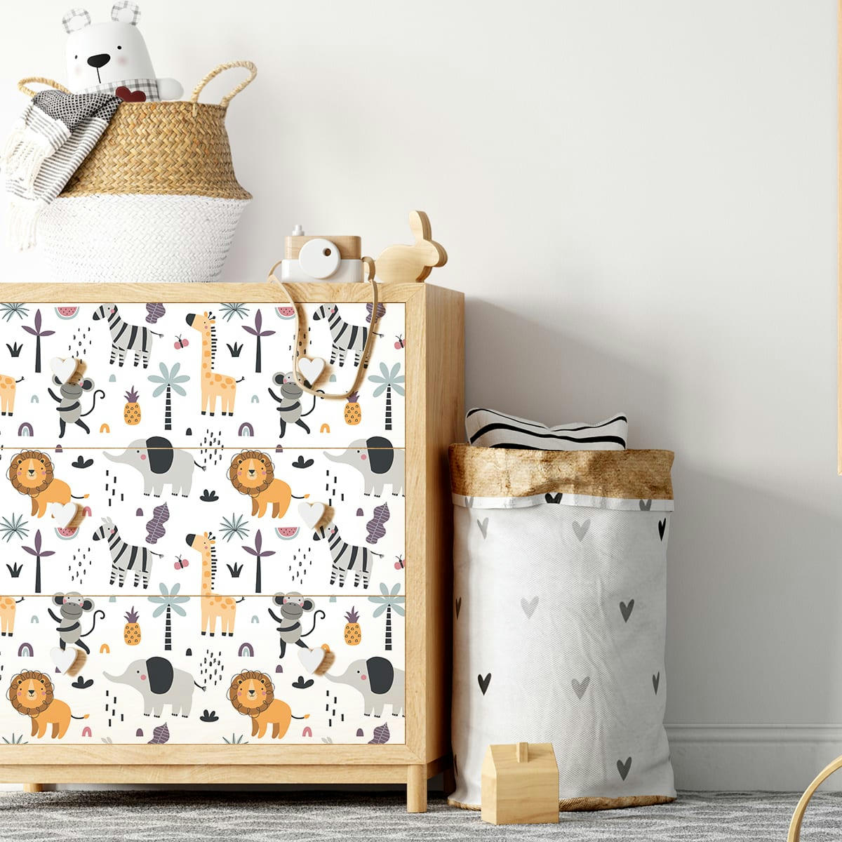 - Sticker meuble enfant animaux des îles tropicales 40x60cm