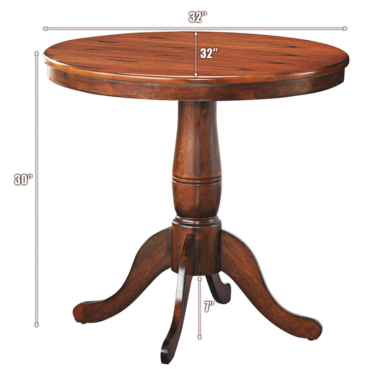 32 Round Pedestal Dining Table Kitchen Dining Room Walnut