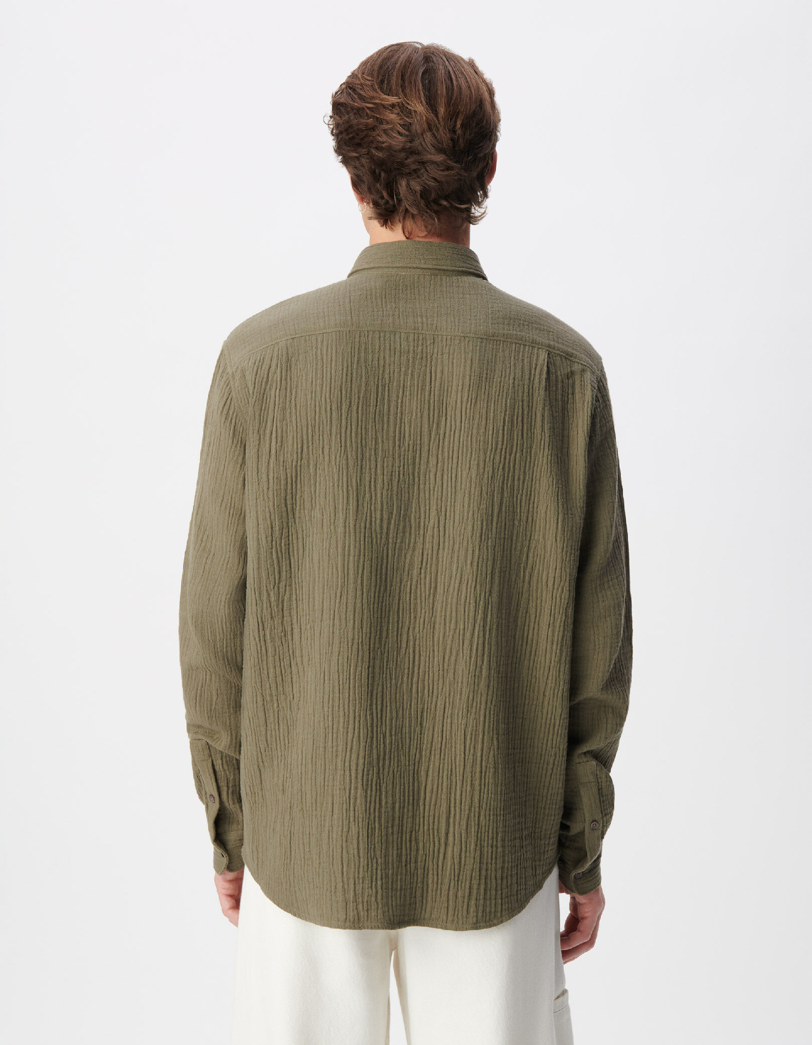 Chemise regular kaki gaze de coton bio Homme