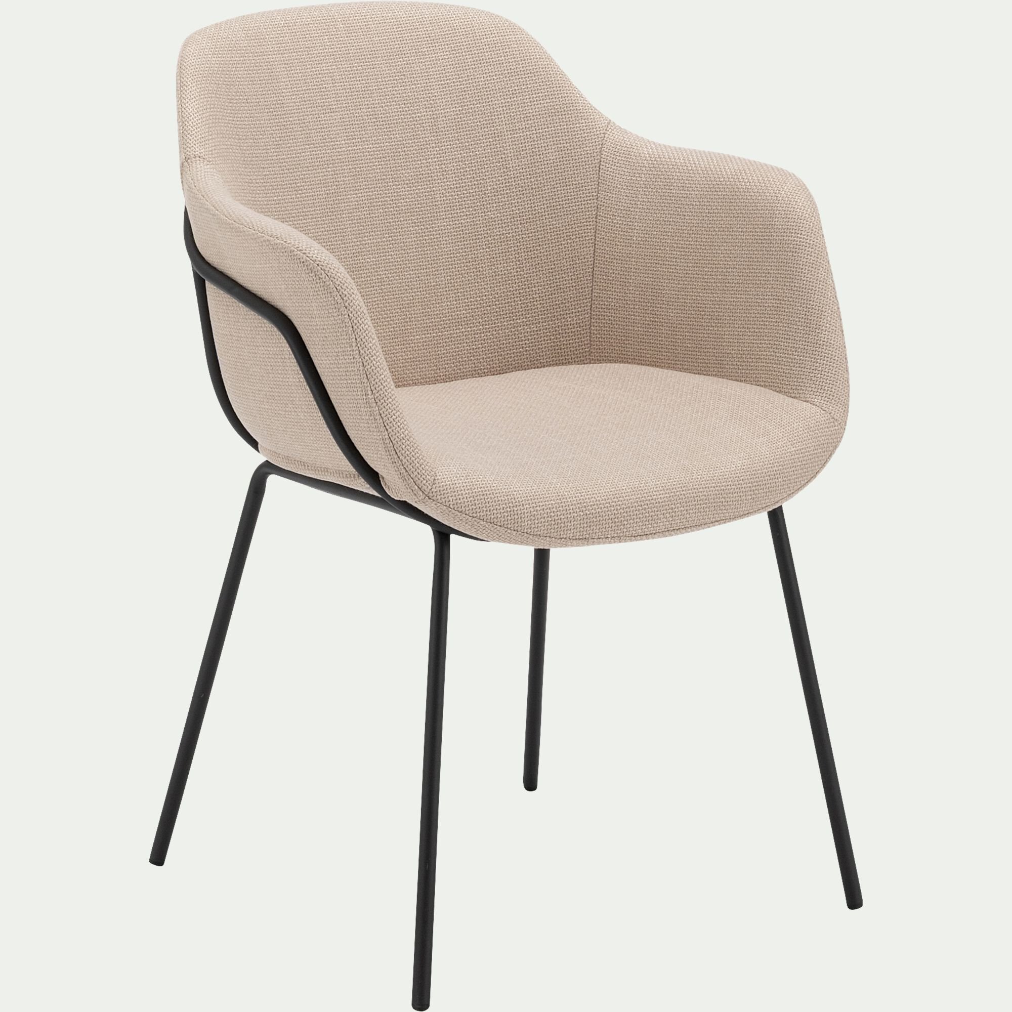 CHLOE - Chaise de repas avec accoudoirs en tissu - beige alpilles